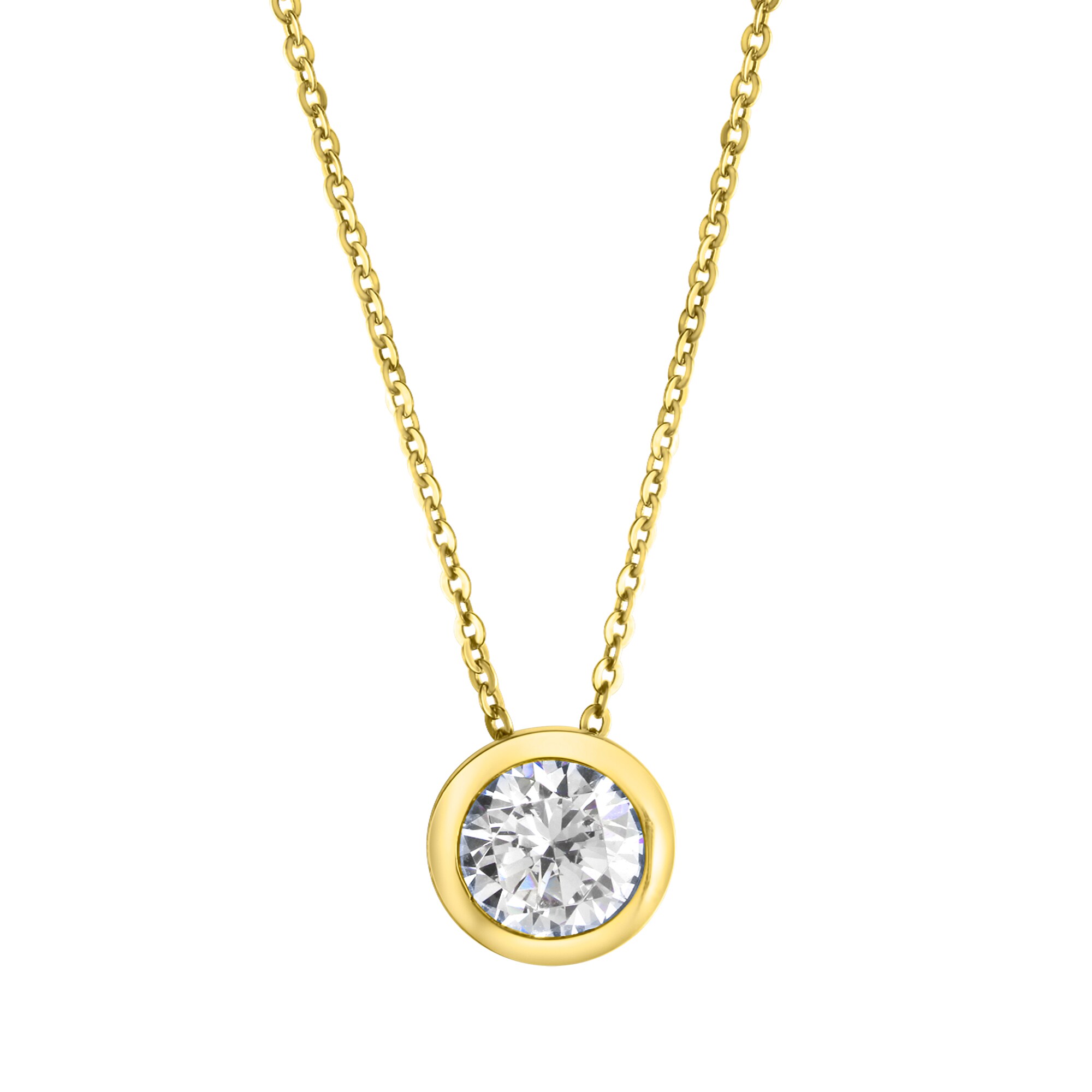 Celesta Silber Halskette Silber 925 vergoldet 45+5cm lang mit wei&szlig;em Zirkonia-Stein 8mm - Bild 1