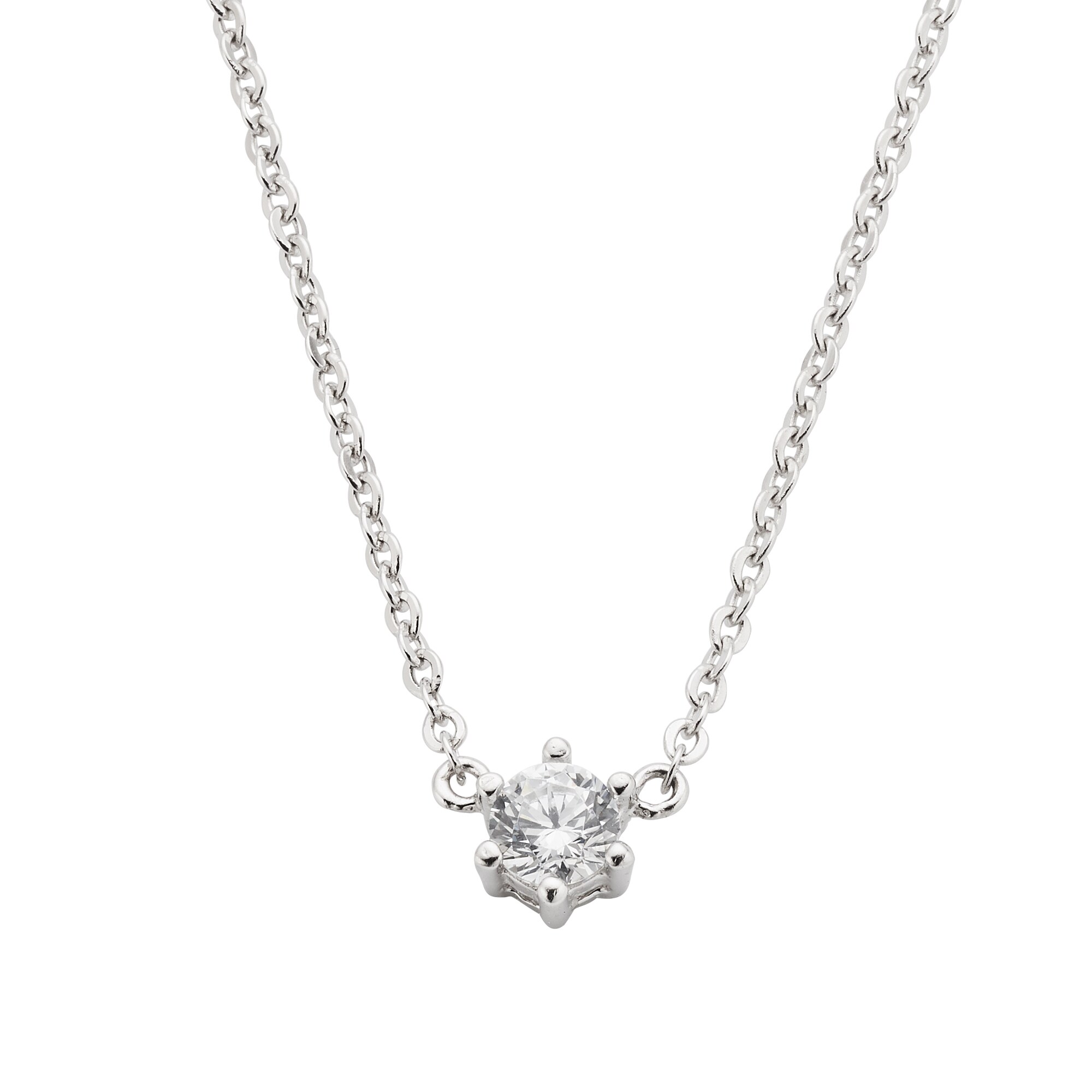 Zeeme Silber Halskette Silber 925 rhodiniert 45cm lang mit wei&szlig;em Zirkonia - Bild 1