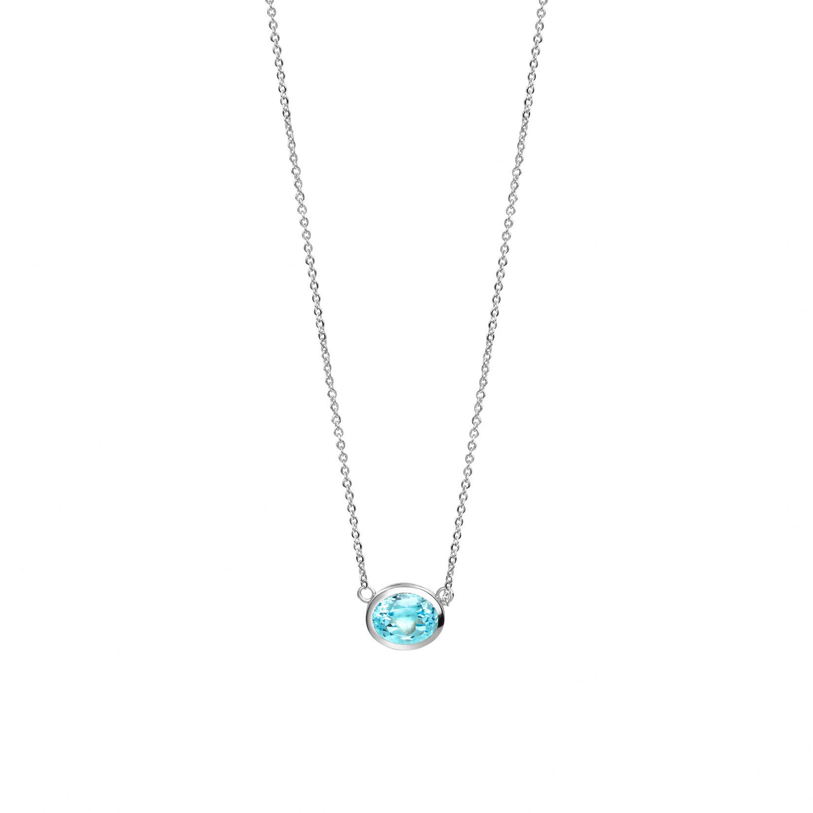 Celesta Silber Halskette 925 Silber rhodiniert mit echten Blautopasen | 04006046344203