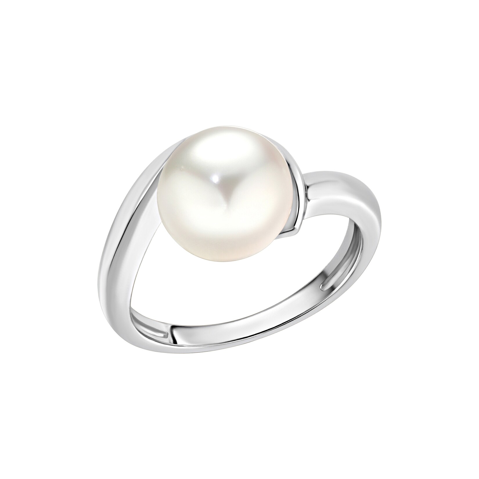 Zeeme Pearls Ring Silber 925 rhodiniert mit einer weißen Perle 9,5-10mm