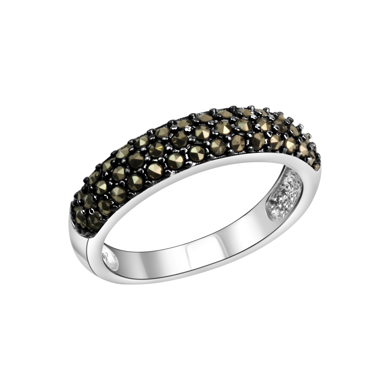 Zeeme Gemstones Ring Silber 925 rhodiniert mit 43 Markasit-Steinen