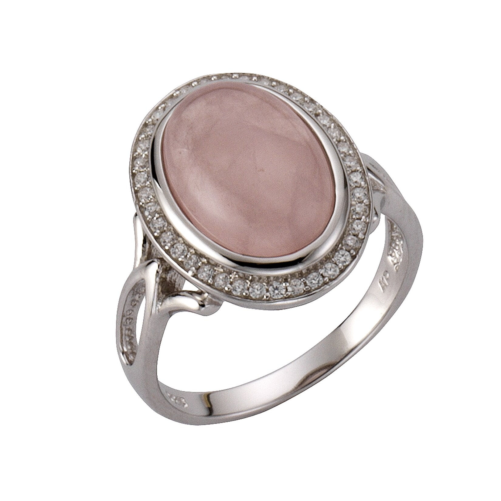Zeeme Gemstones Ring 925 Sterling Silber rhodiniert mit echtem Rosenquarz Zirkonia | 04006046223119