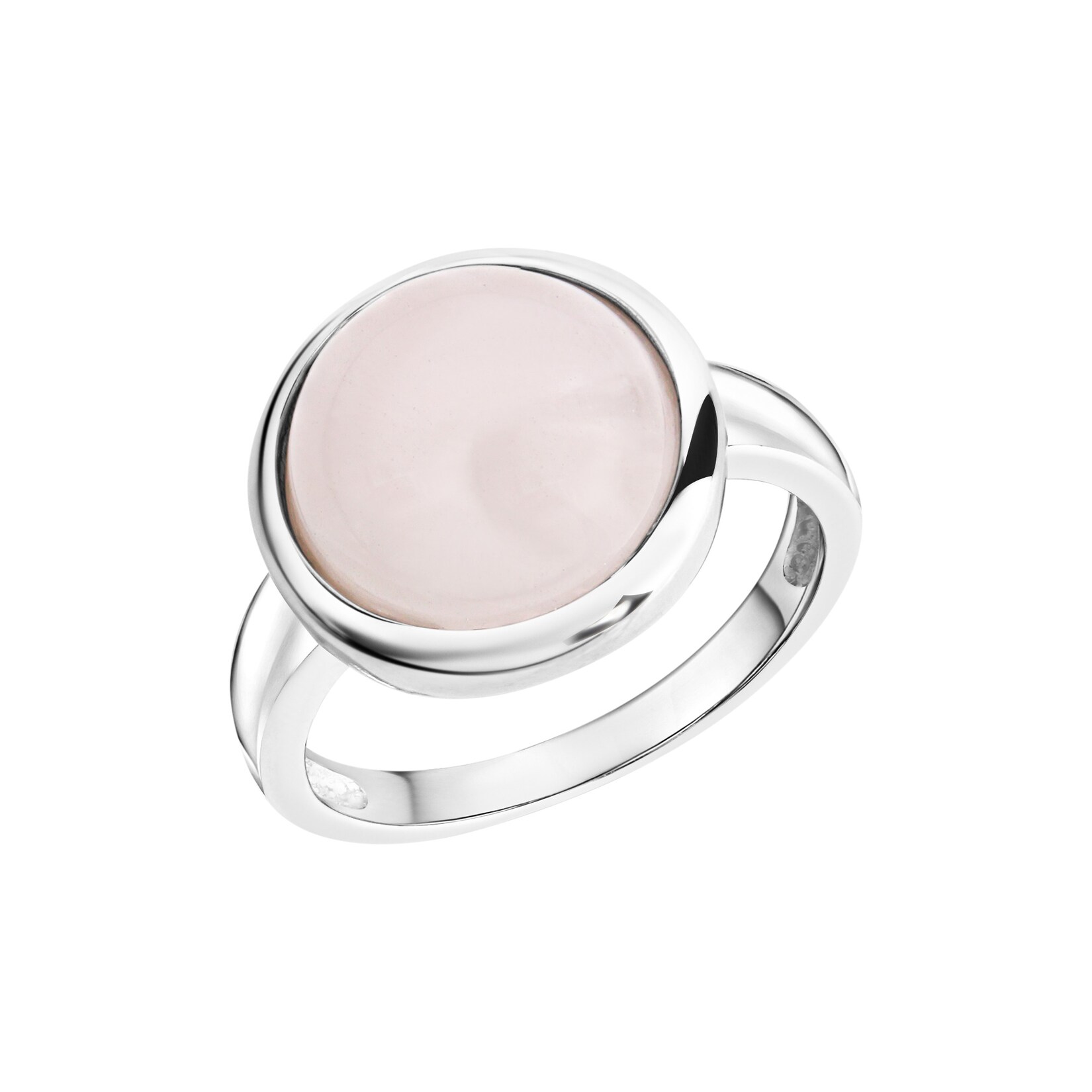 Zeeme Gemstones Ring Silber 925 rhodiniert mit echtem Rosenquarz 12mm