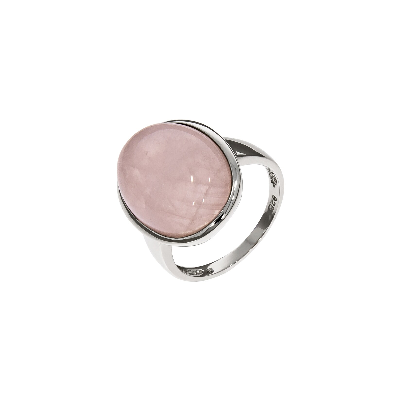 Zeeme Gemstones Ring Silber 925 rhodiniert mit echtem Rosaquarz 20x15mm | 04006046335607