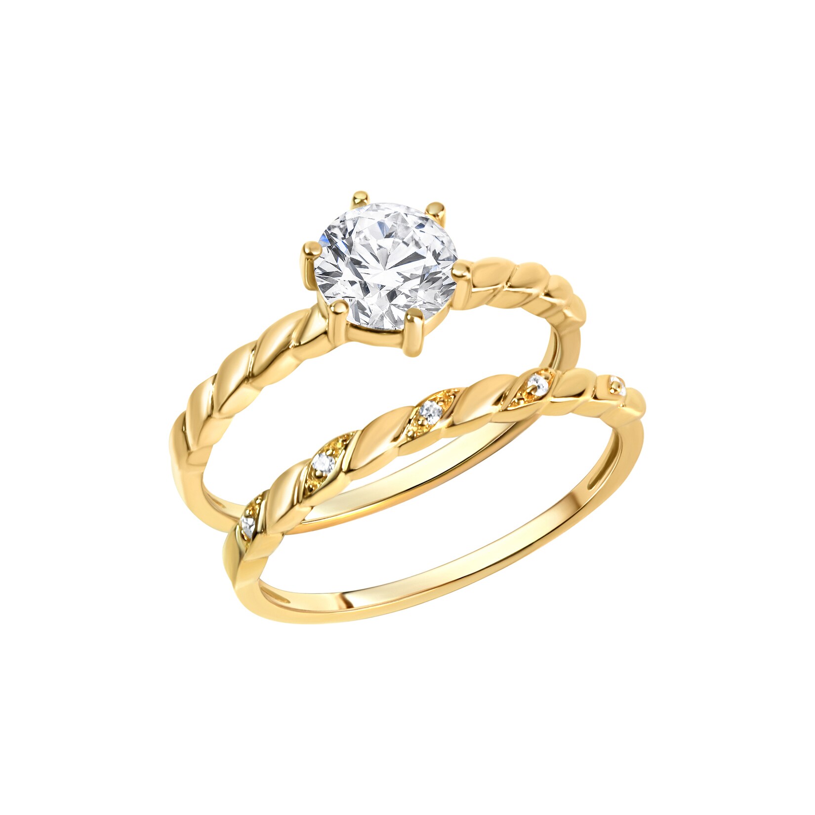 Zeeme Silber Ring Silber 925 vergoldet mit Zirkonia weiß
