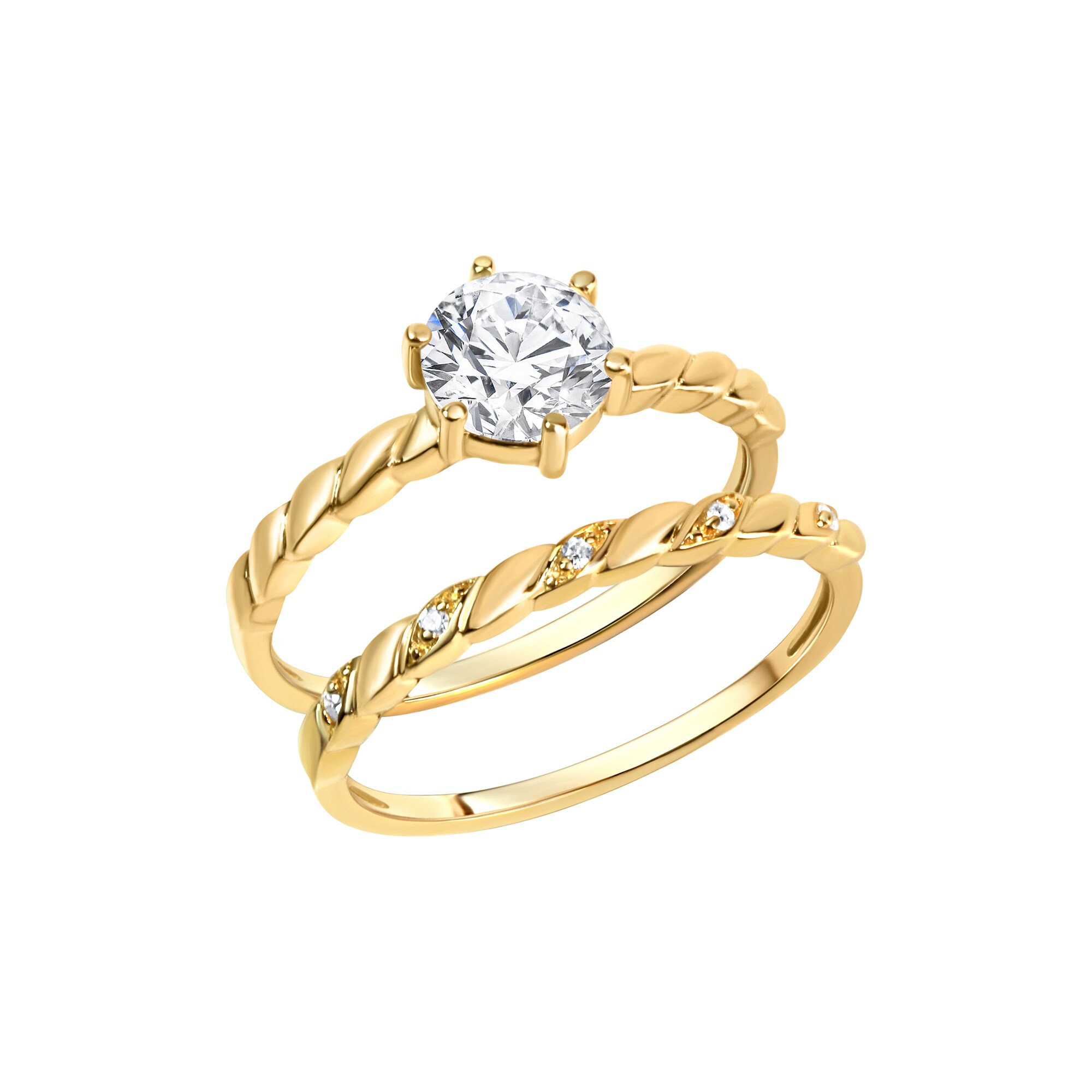 Zeeme Silber Ring Silber 925 vergoldet mit Zirkonia wei&szlig; - Bild 1