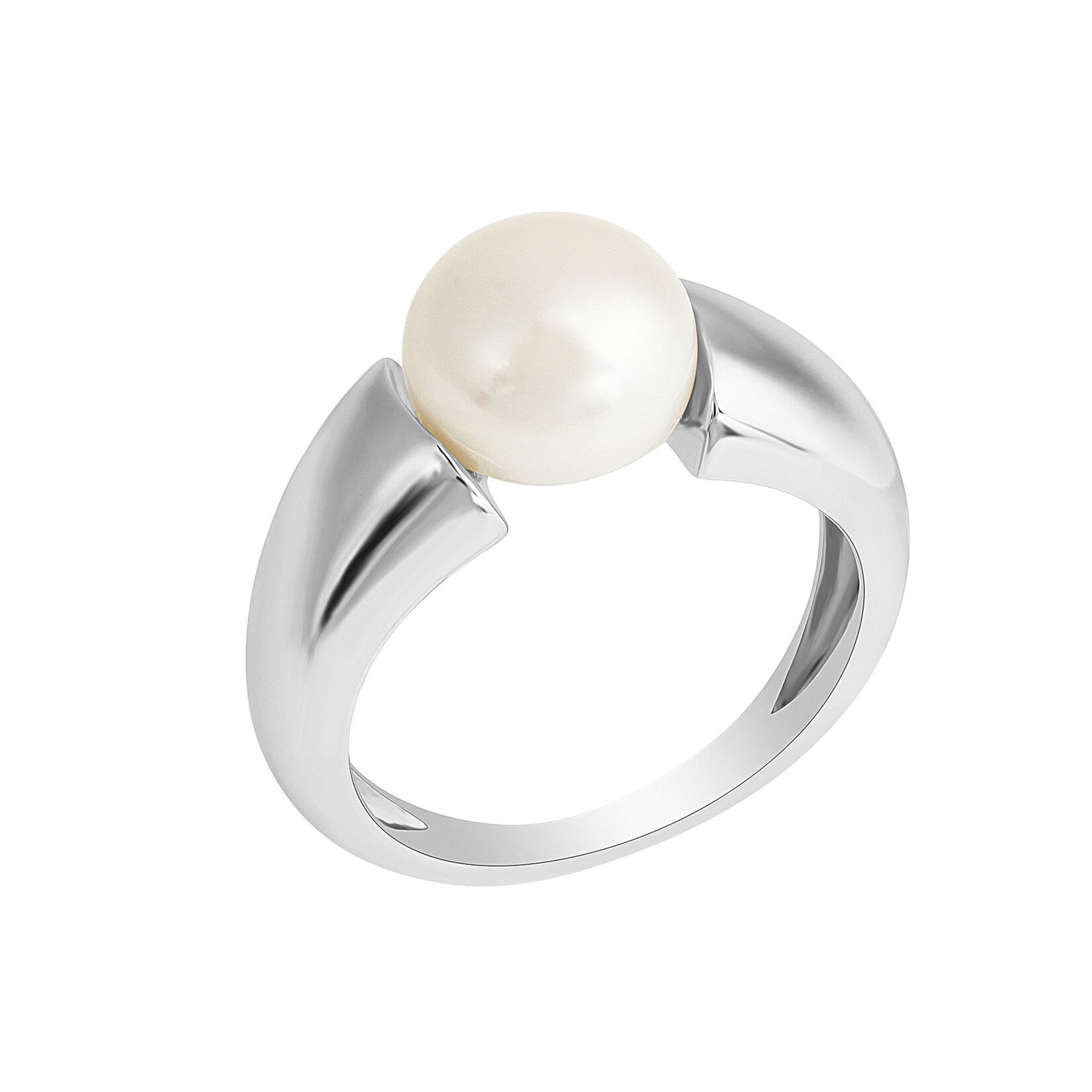 Zeeme Pearls Ring Silber 925 rhodiniert mit einer weißen Perle 10-10,5mm