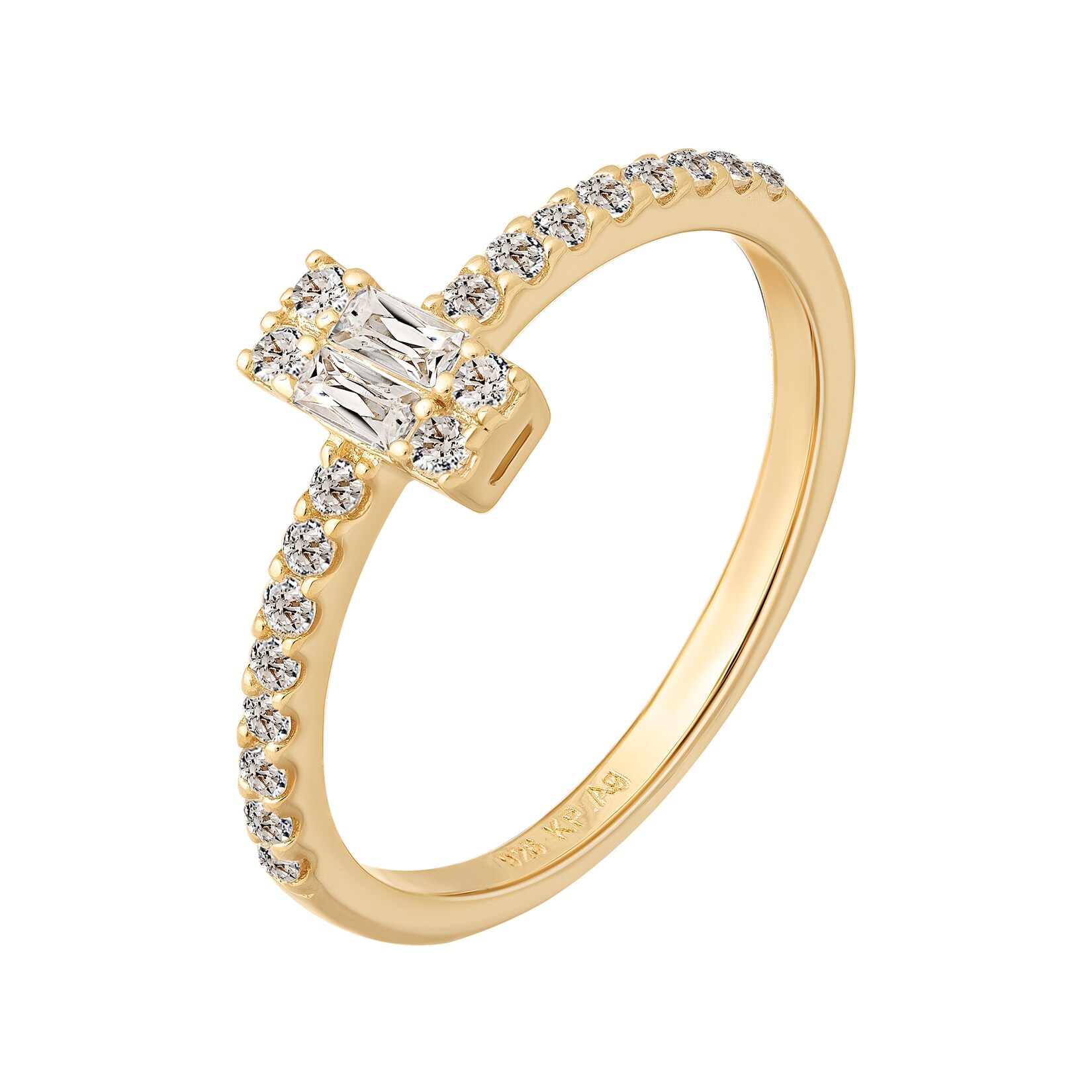 cai Ring 925 Sterling Silber gelb vergoldet mit Zirkonia