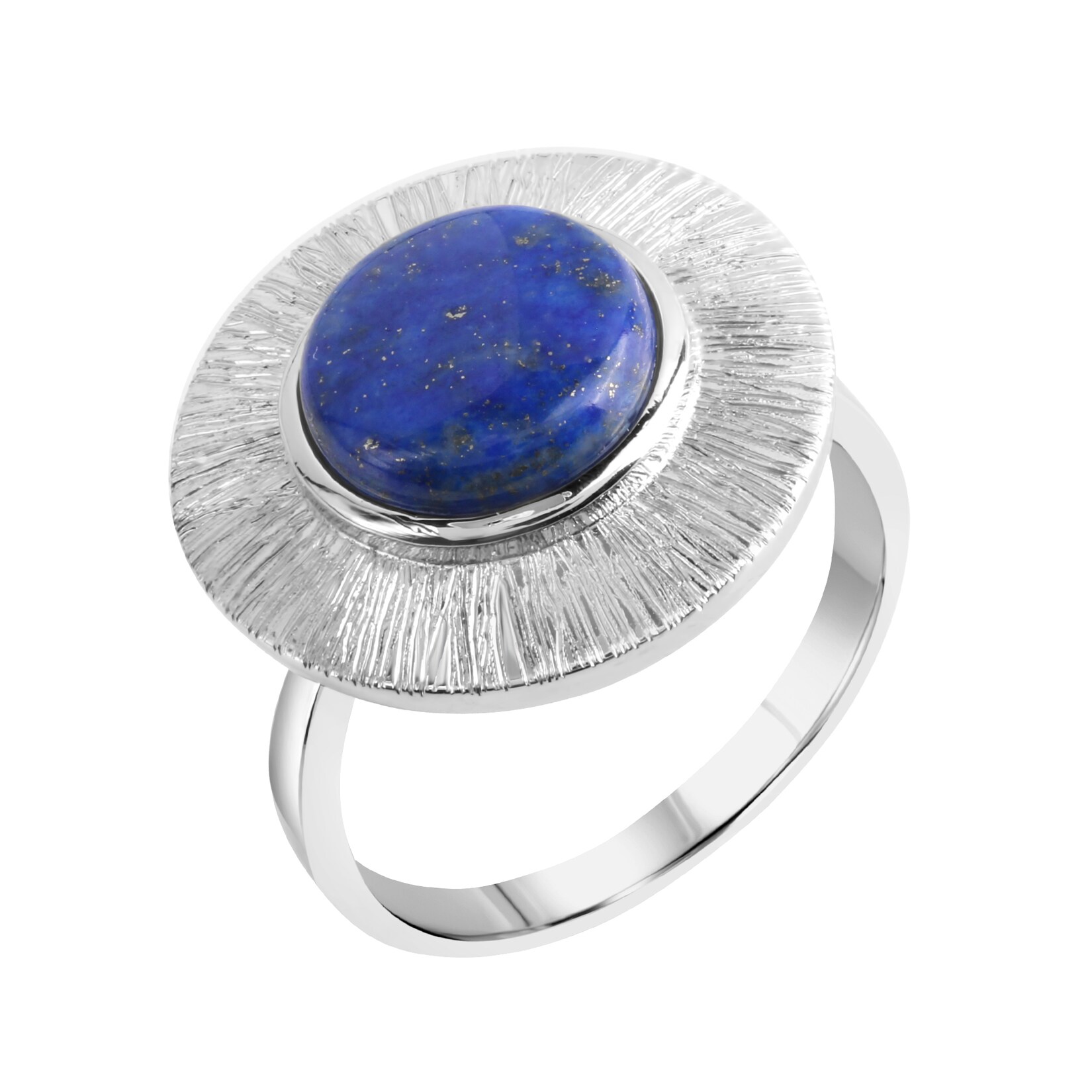 Zeeme Gemstones Ring Silber 925 rhodiniert glanz/matt mit echtem Lapis 10mm