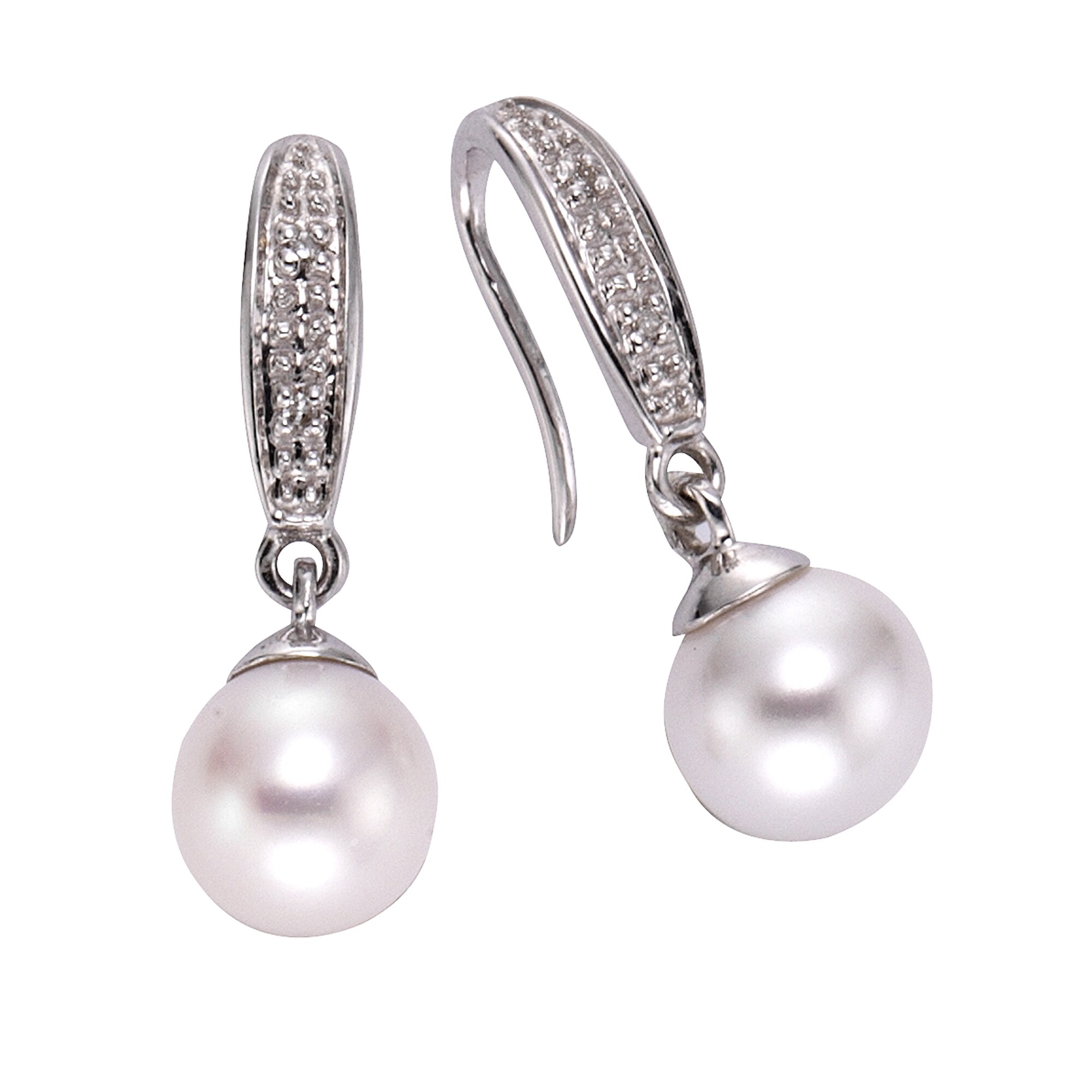 Diamonds by Ellen K. Ohrringe Gold 333 mit wei&szlig;en Perlen und Diamanten 0,01ct. - Bild 1