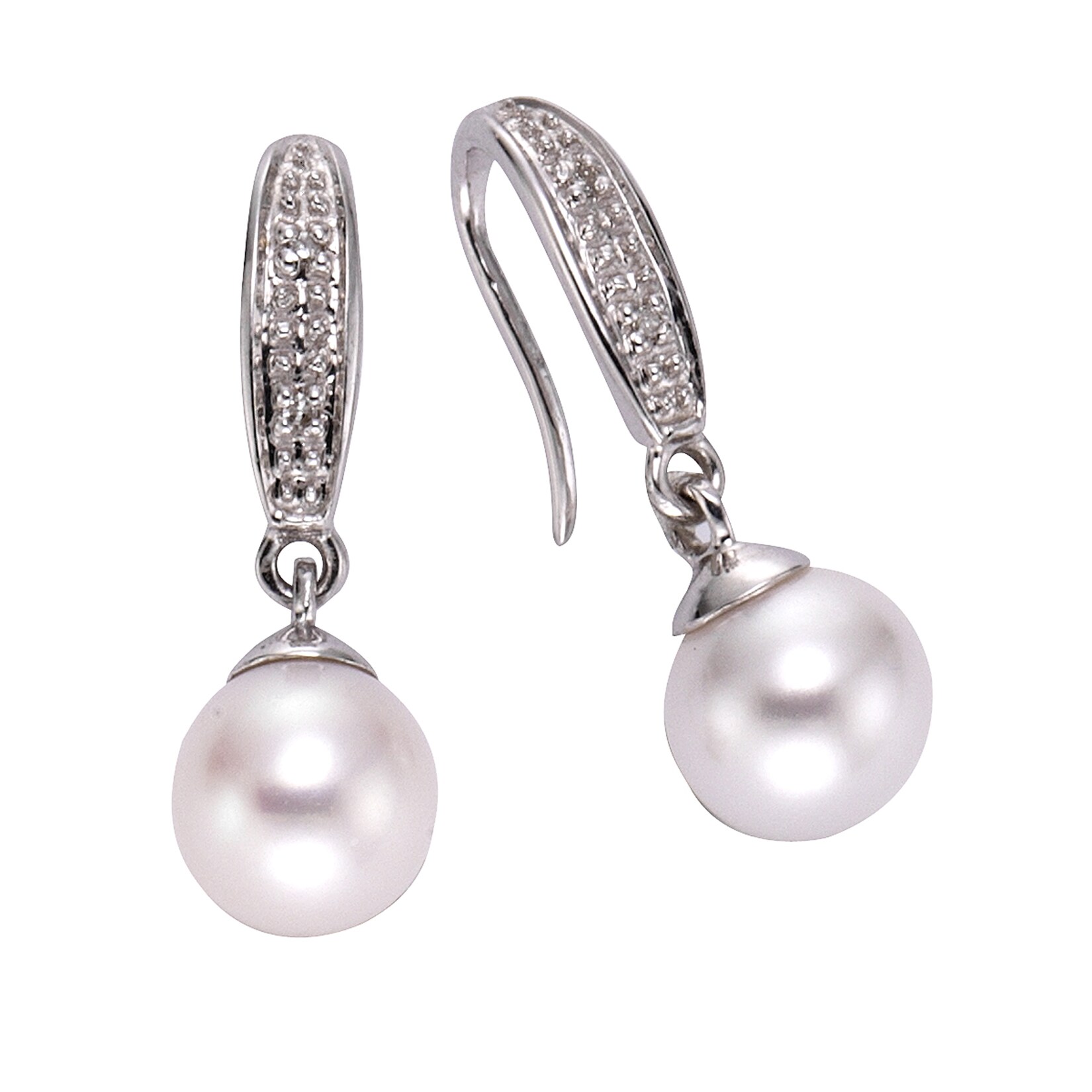 Diamonds by Ellen K. Ohrringe Gold 333 mit weißen Perlen und Diamanten 0,01ct. | 04006046211604