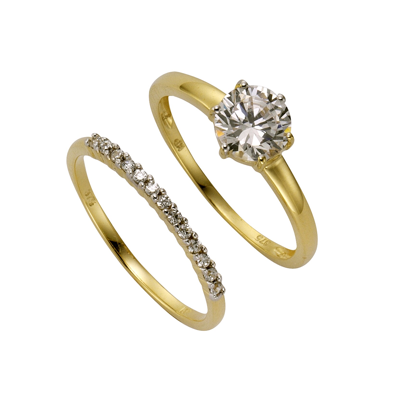 Celesta Gold Ring-Set Gold 375 zweifarbig mit weißen Zirkonia-Steinen