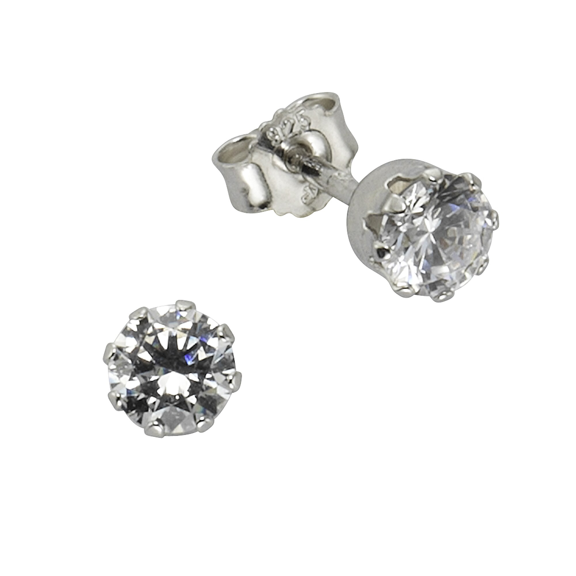 Zeeme Basic Ohrstecker Silber 925 Zirkonia wei&szlig; - Bild 1