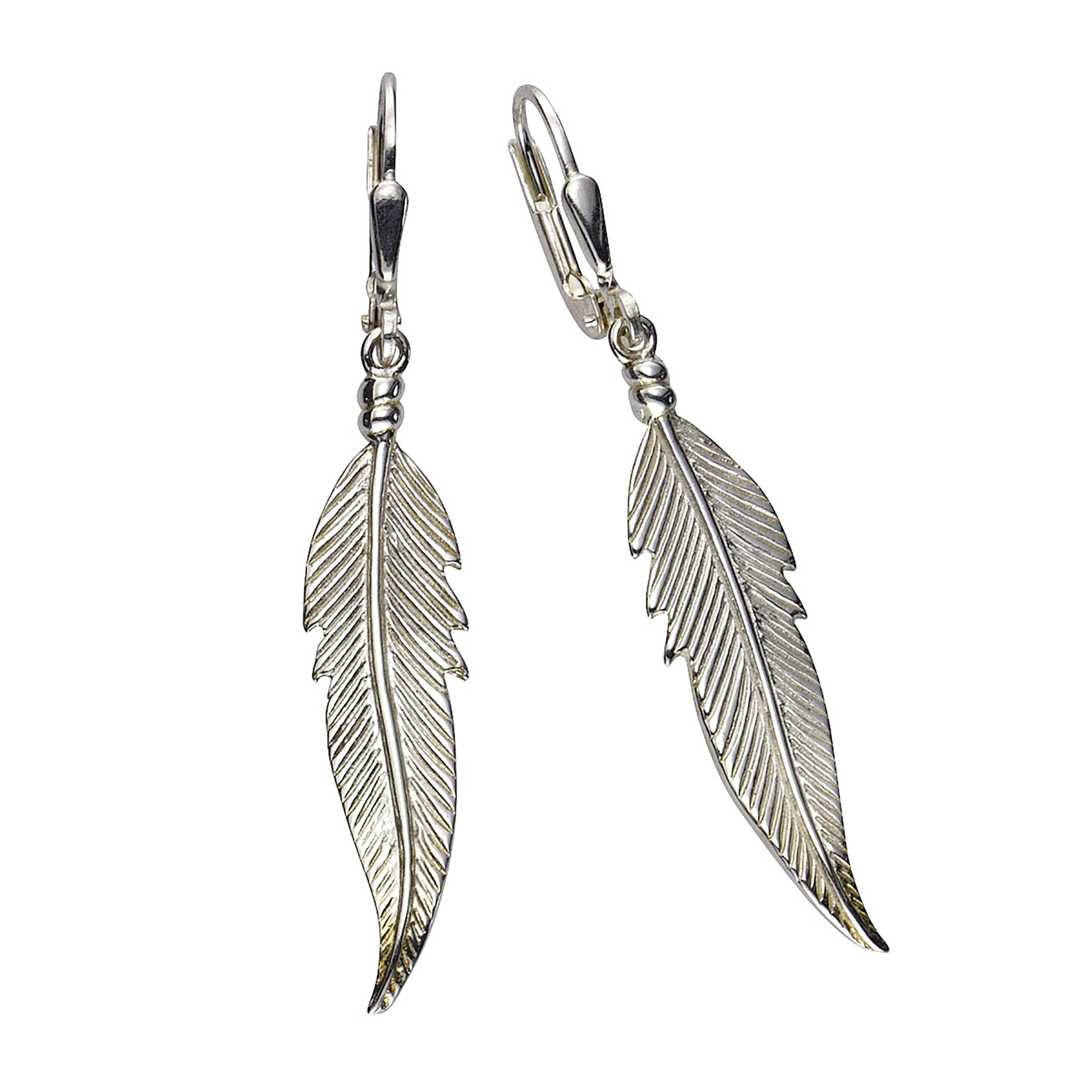 Zeeme Silber Ohrringe Silber 925 Feder-Motiv 45mm lang