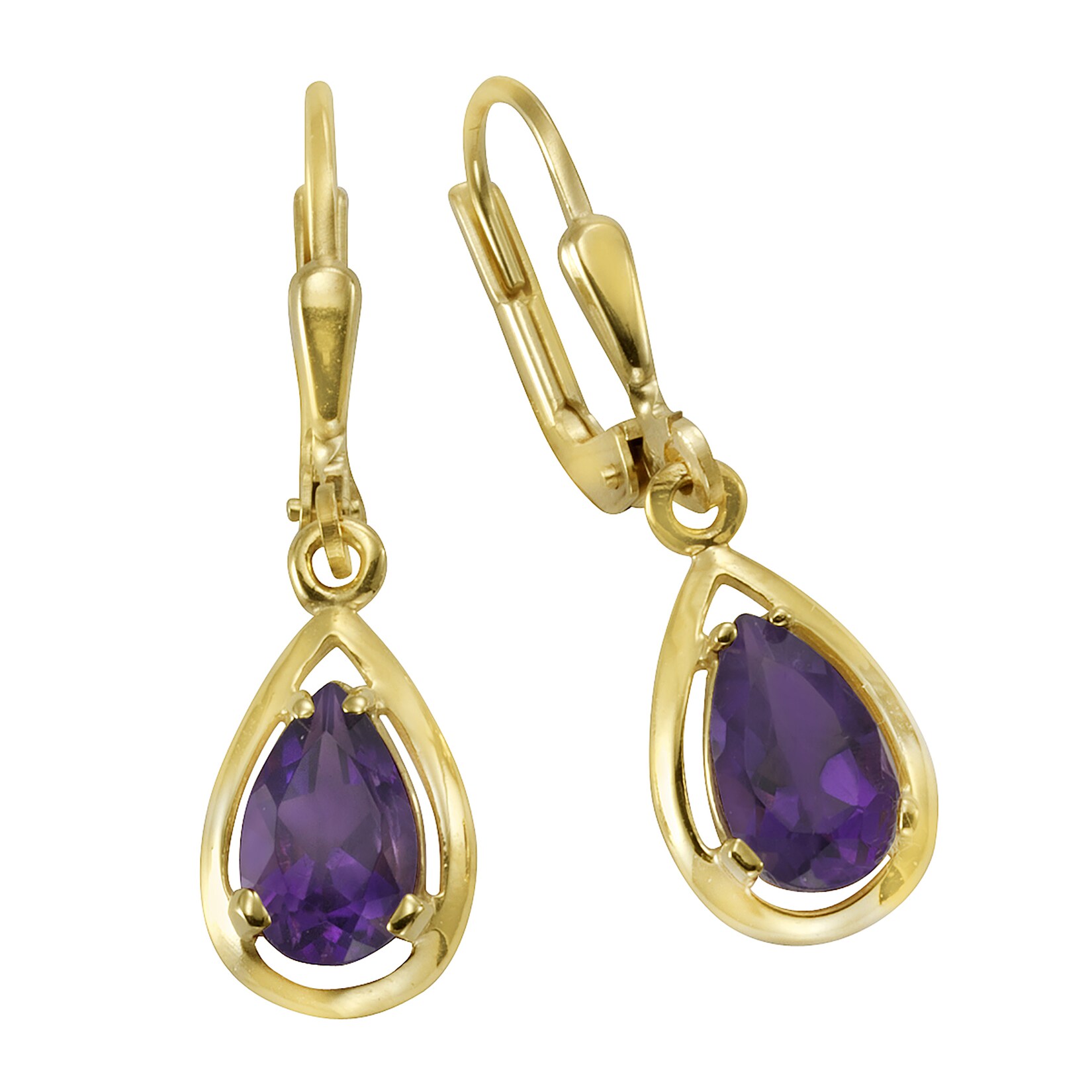Fascination by Ellen K. Ohrringe Gold 333 mit echtem Amethyst-Tropfen | 04006046158930