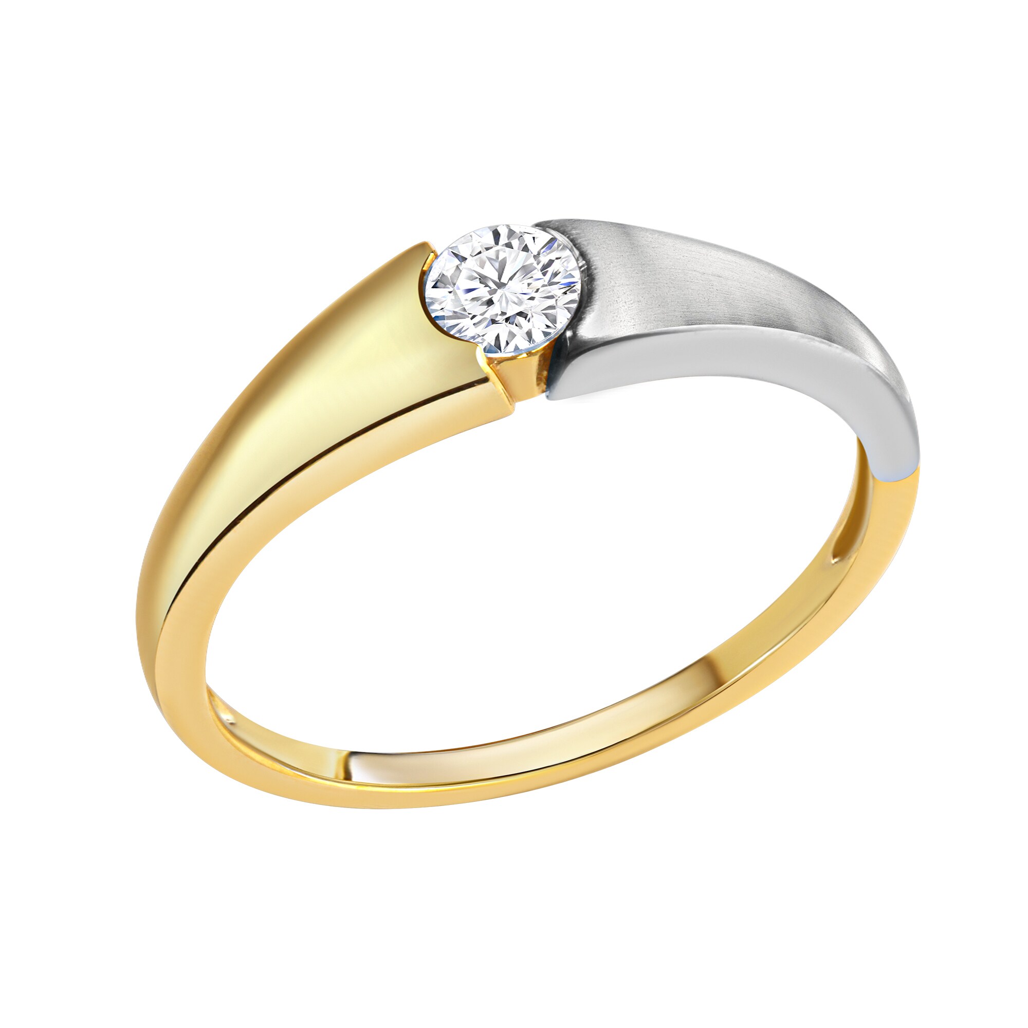Celesta Gold Ring Gold 375 zweifarbig mit wei&szlig;em Zirkonia-Stein - Bild 1