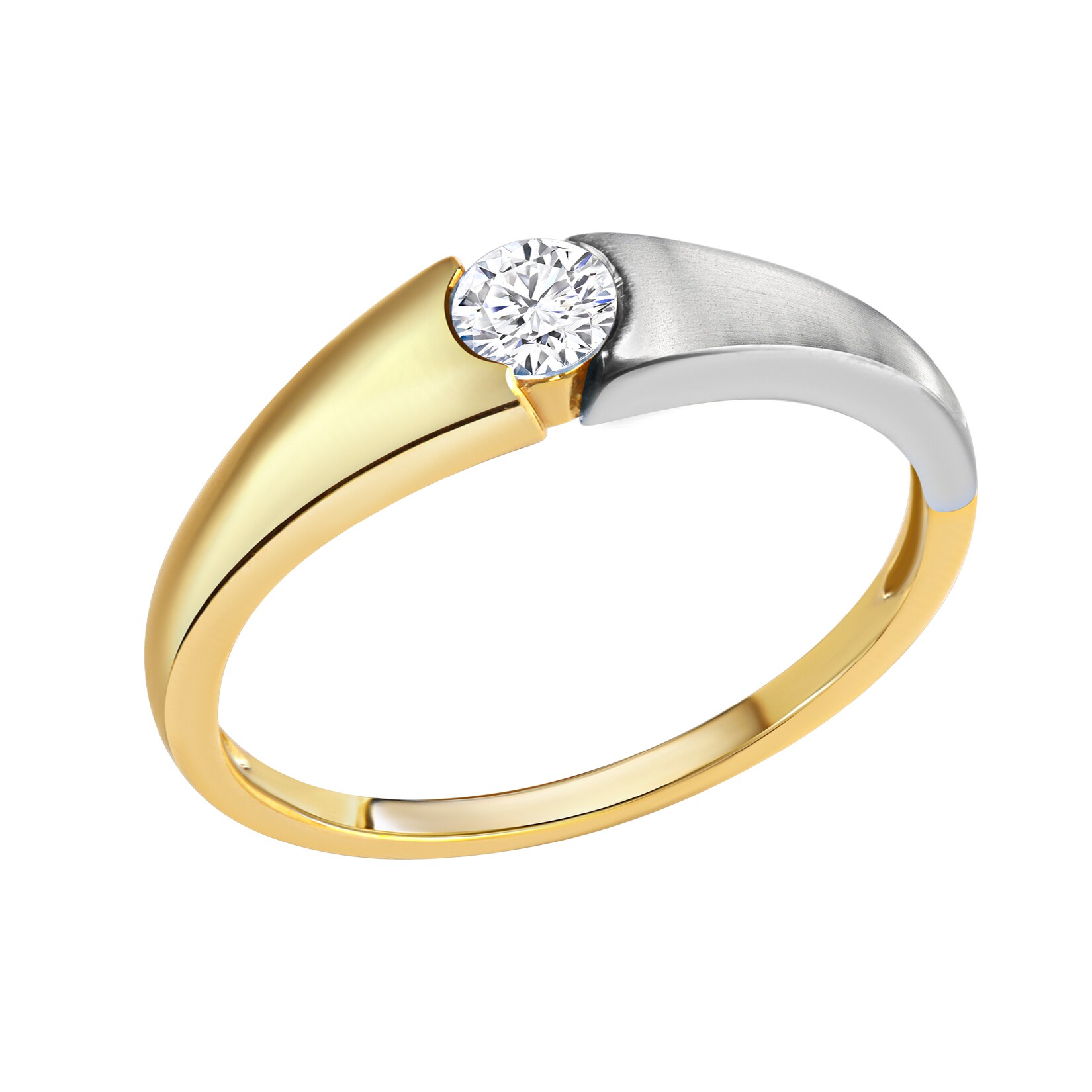 Celesta Gold Ring Gold 375 zweifarbig mit weißem Zirkonia-Stein | 04006046393706