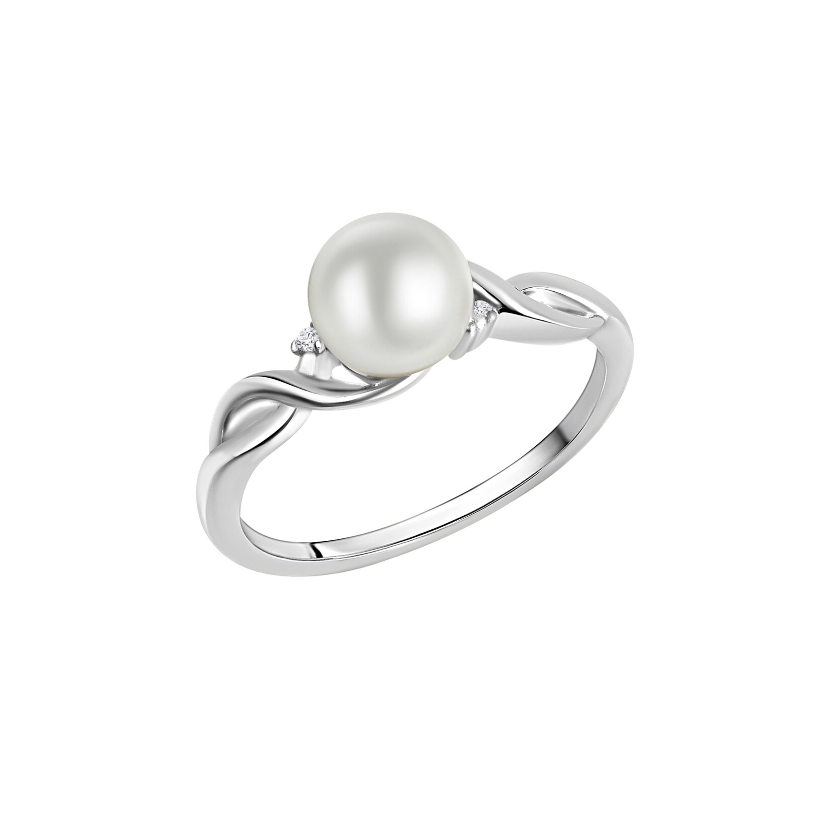 Zeeme Pearls Ring Silber 925 rhodiniert mit weißer Perle & Zirkonia