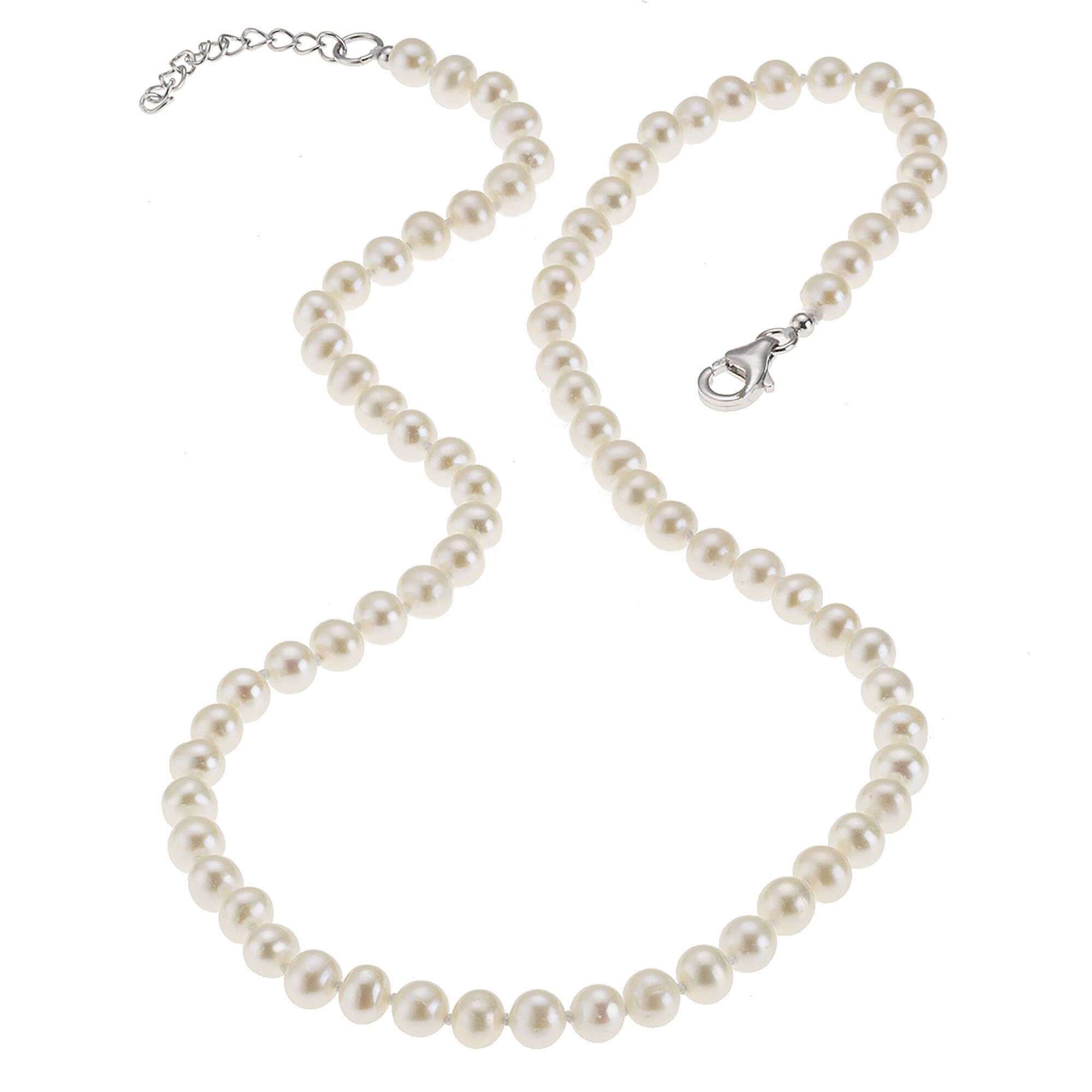 Zeeme Pearls Collier 925 Silber rhodiniert mit S&uuml;&szlig;wasserzuchtperlen in wei&szlig; - Bild 1