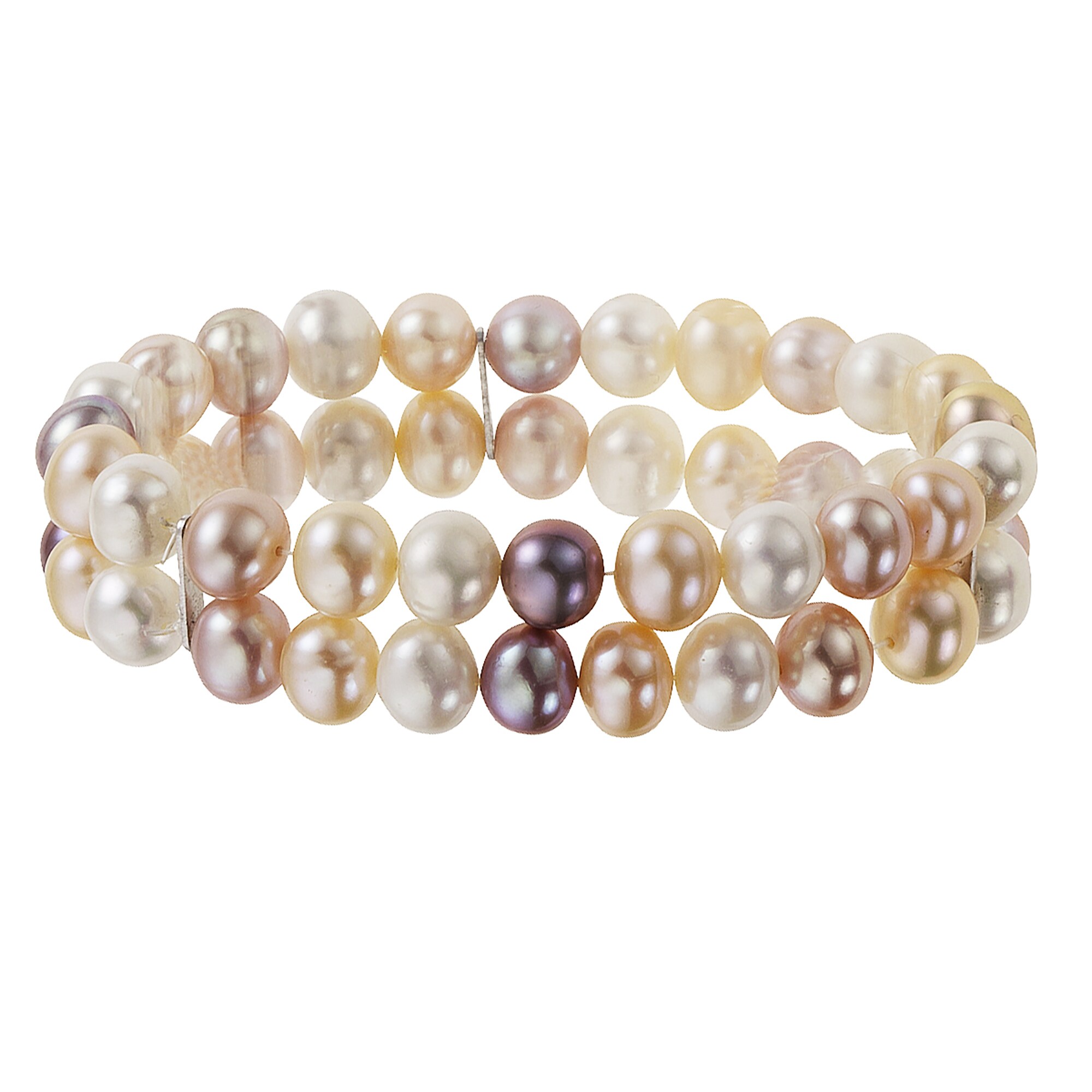 Zeeme Pearls Armband S&uuml;&szlig;wasserzuchtperlen mehrfarbig 8mm zweireihig - Bild 1