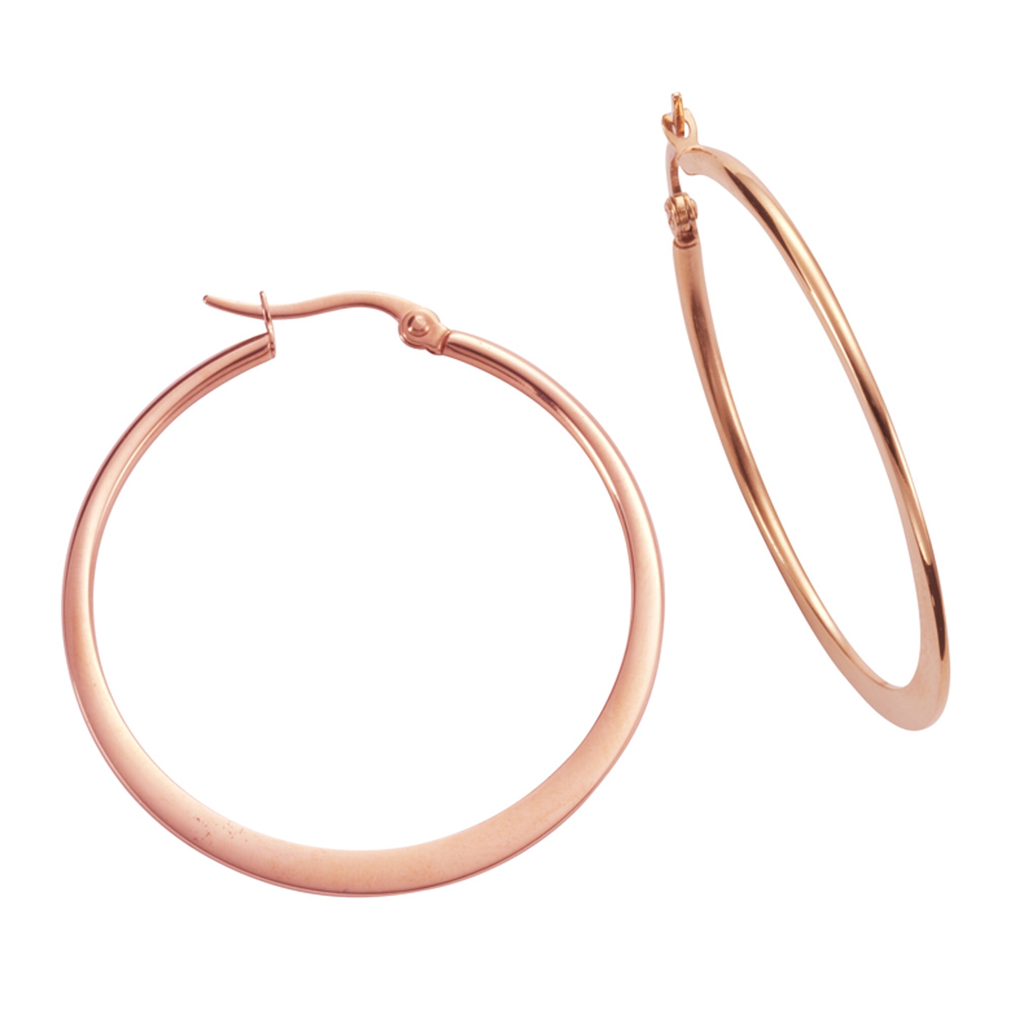 Zeeme Stainless Steel Ohrringe Edelstahl ros&eacute;-vergoldet 3,9cm Durchmesser - Bild 1