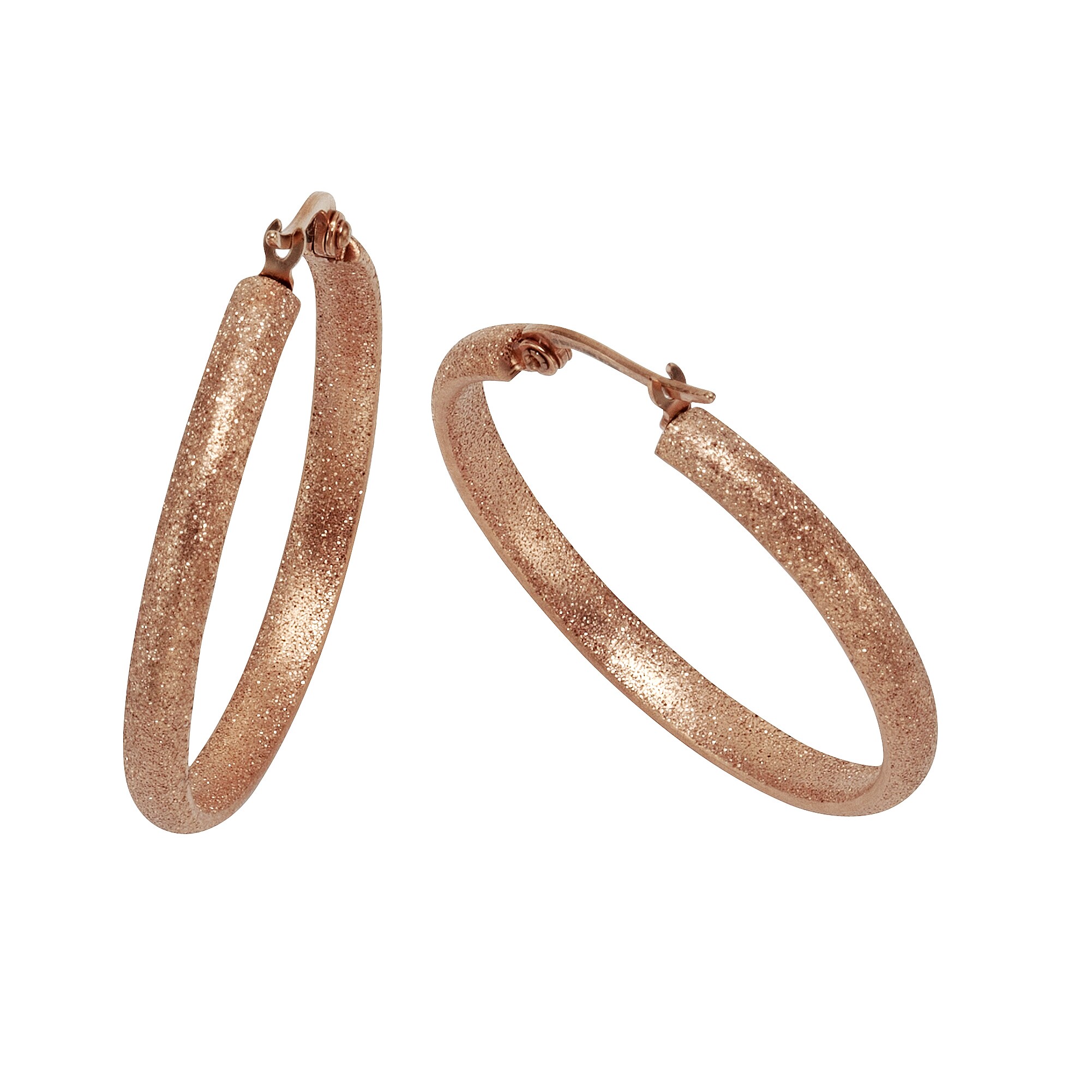 Zeeme Stainless Steel Creolen Edelstahl ros&eacute; diamantiert 34mm - Bild 1