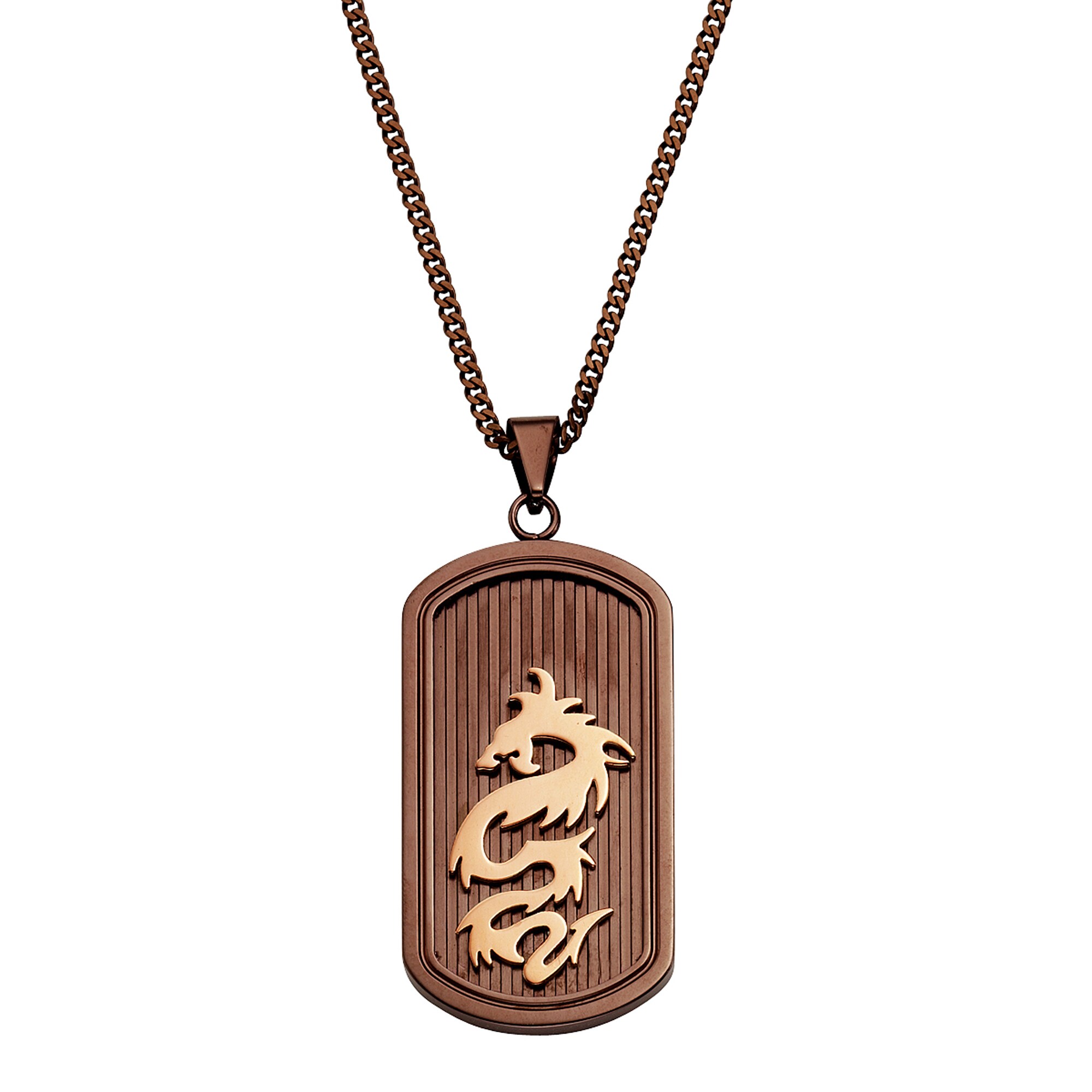 Zeeme Stainless Steel Anh&auml;nger mit Kette Edelstahl Platte Drache - Bild 1