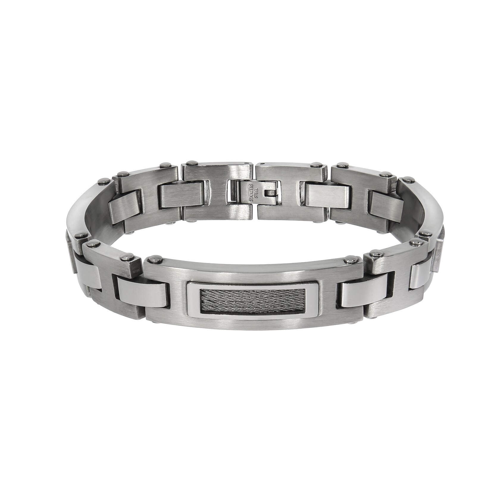 Zeeme Stainless Steel Armband Edelstahl poliert matt mit Stahlseil 21,5cm lang | 04006046344579