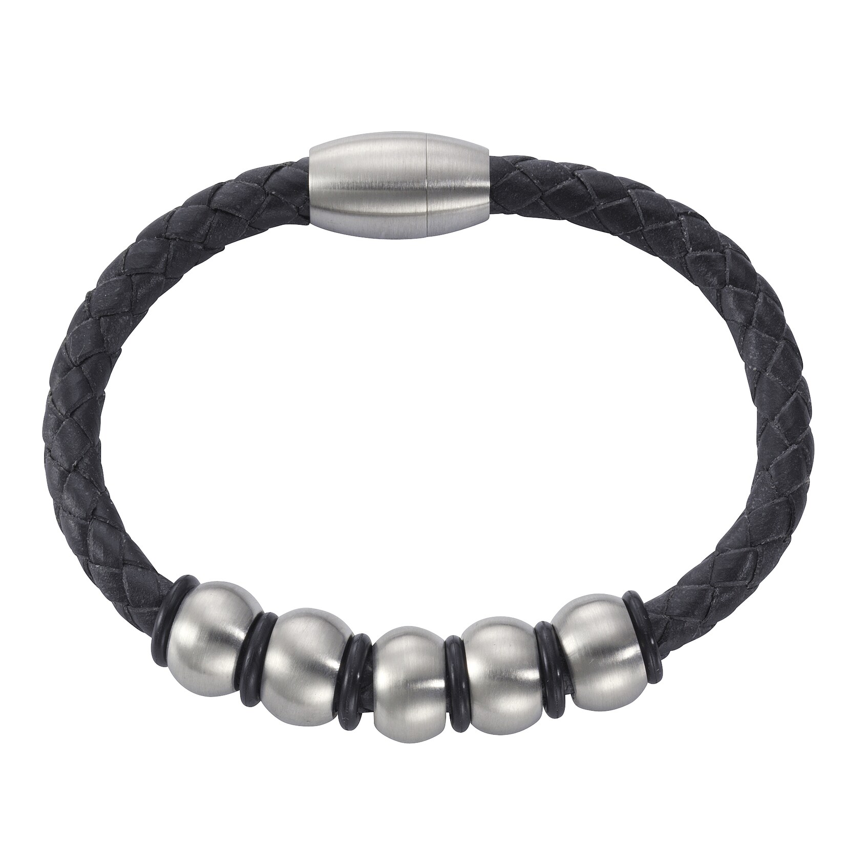 Zeeme Stainless Steel Armband Lederband mit Edelstahlverschluß | 04006046269513