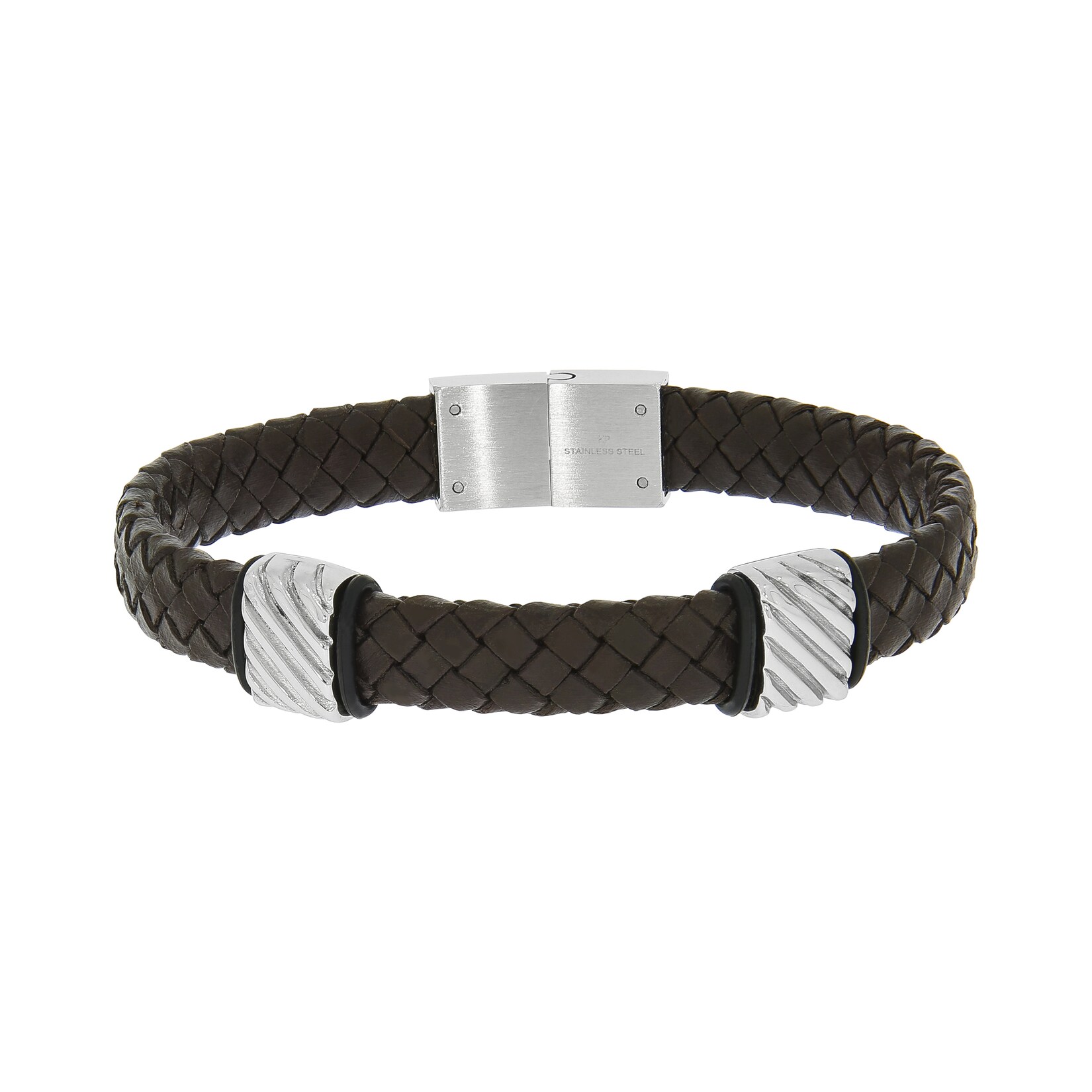 Zeeme Stainless Steel Armband Lederband braun mit Edelstahlverschluss | 04006046344647