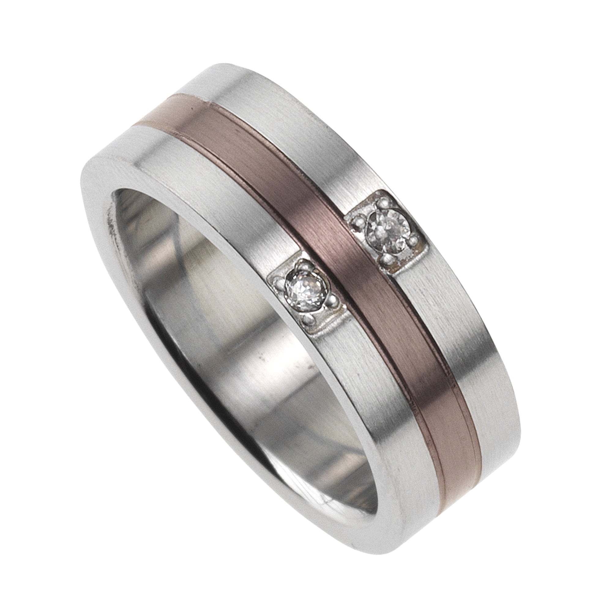 Zeeme Stainless Steel Ring Edelstahl mehrfarbig mit wei&szlig;en Kristallen - Bild 1