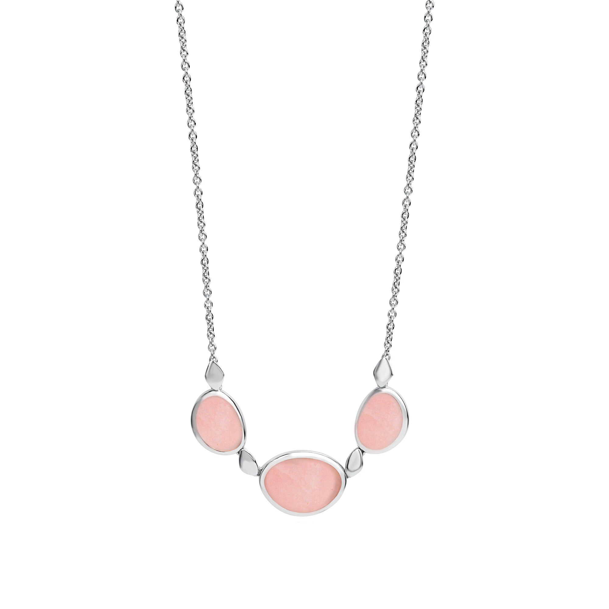 Celesta Silber Halskette Silber 925 rhodiniert 42+3cm mit echtem Rosenquarz - Bild 1
