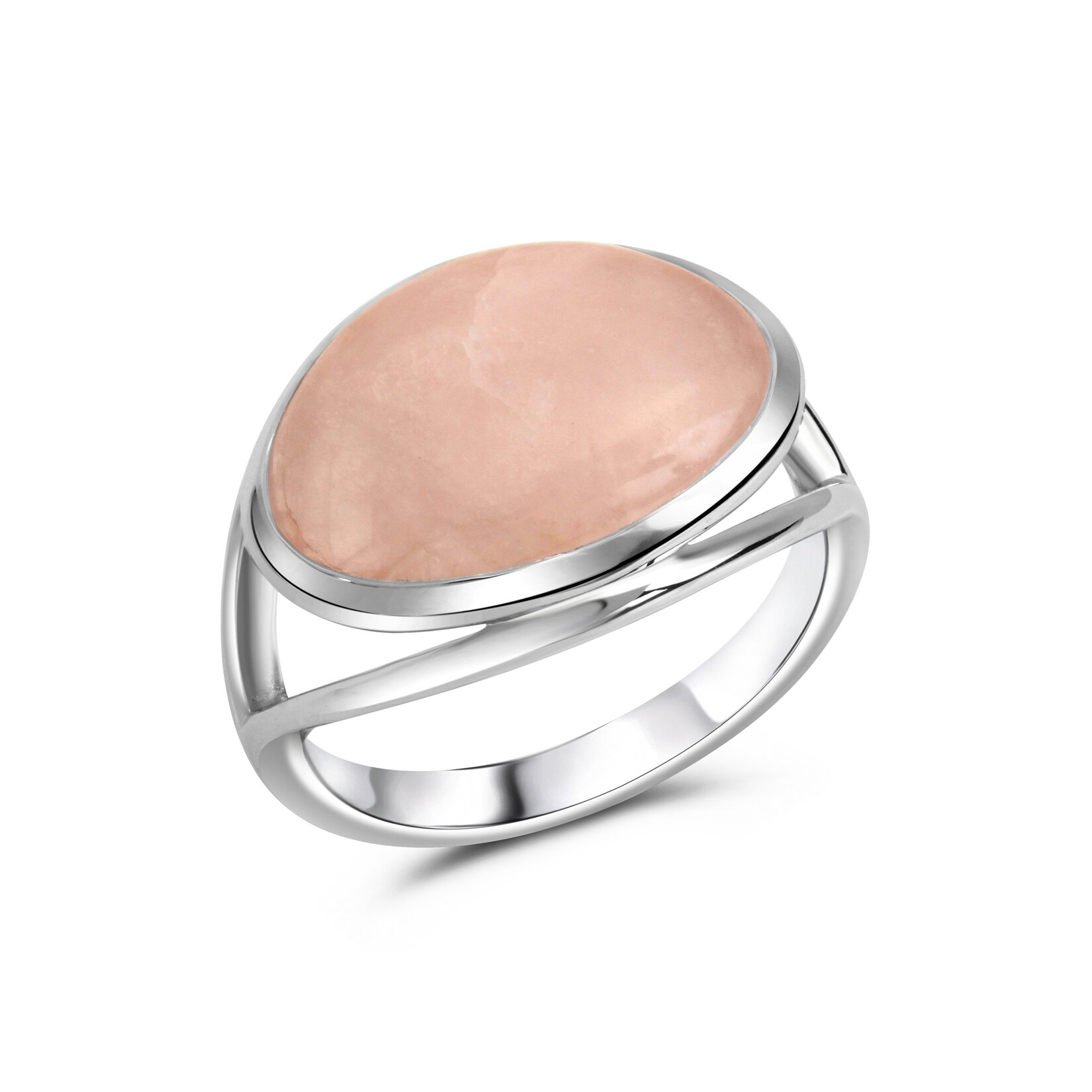 Celesta Silber Ring Silber 925 rhodiniert mit echtem Rosenquarz