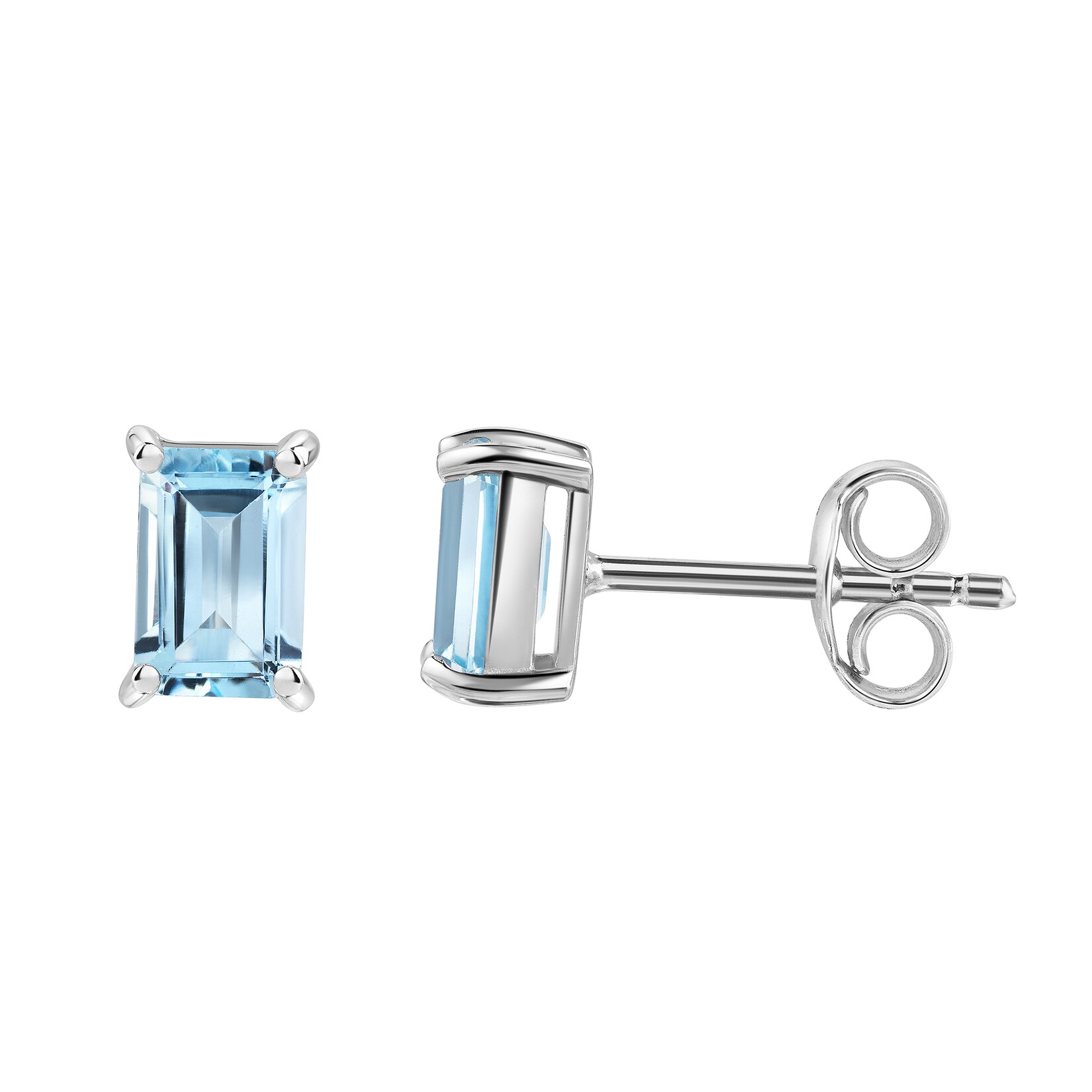 Zeeme Gemstones Ohrstecker Silber 925 rhodiniert mit Blau-Topas Rechteck