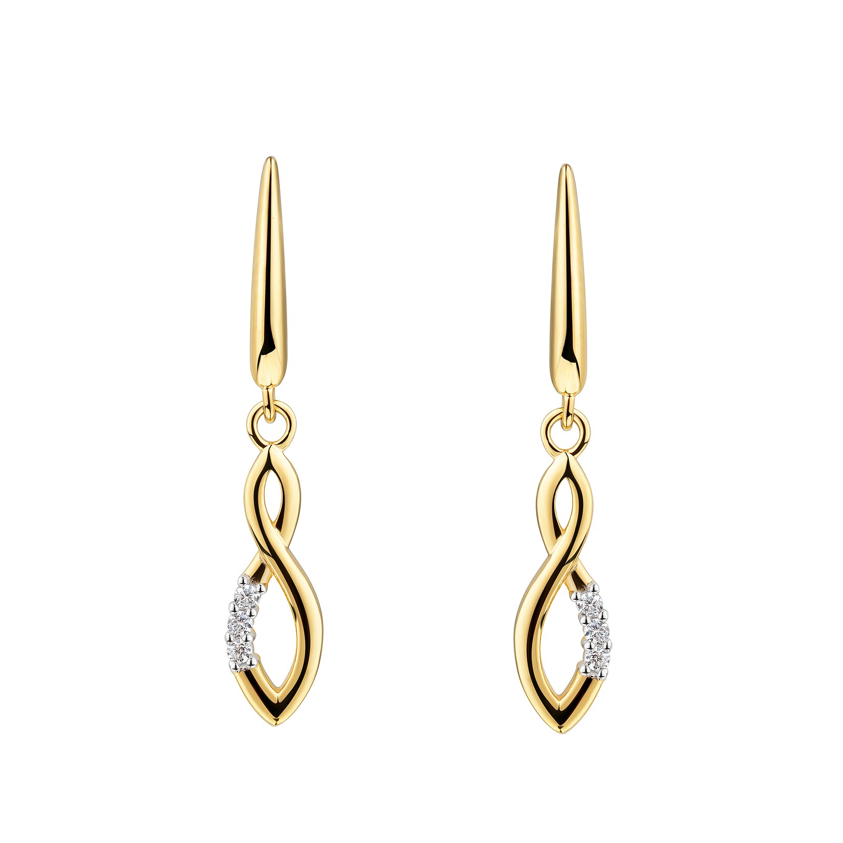 Fascination by Ellen K. Ohrhänger Gelbgold 375 Zirkonia Ohrhänger geschwungen Glanz