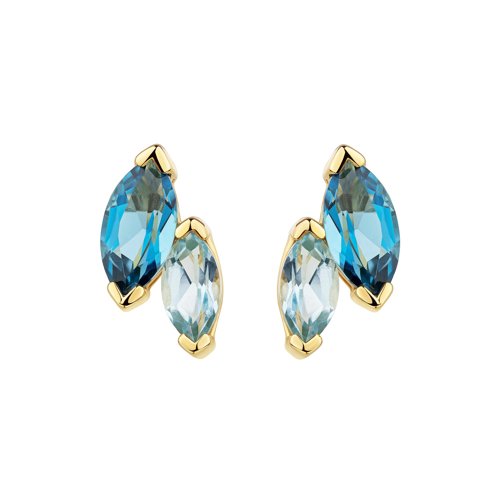 Fascination by Ellen K. Ohrstecker Gelbgold 375 Gelb Blau-Topas Navetteschliff