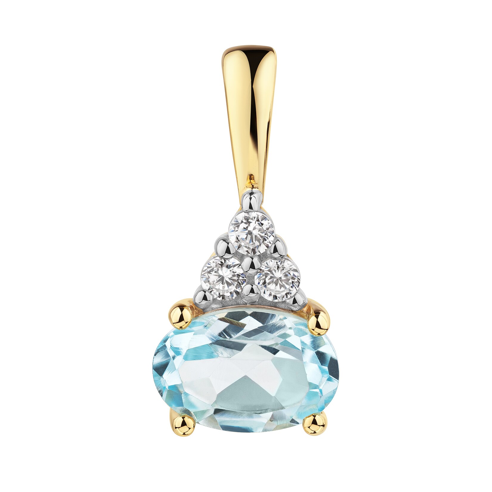 Fascination by Ellen K. Anhänger Gelbgold 375 mit Blau-Topas und Zirkonia in Tropfenform