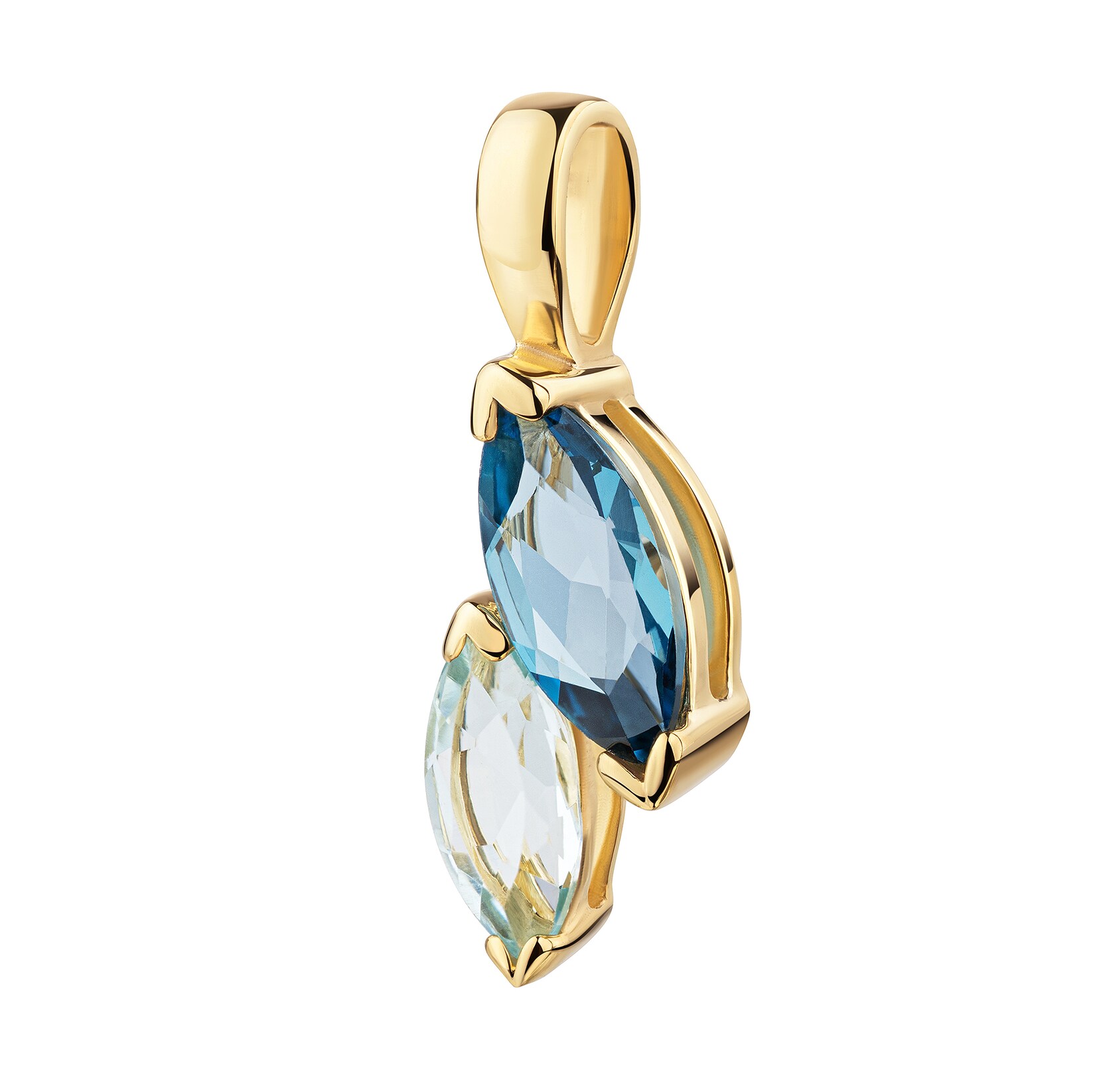 Fascination by Ellen K. Anhänger Gelbgold 375 Blau-Topas Duo Navetteschliff