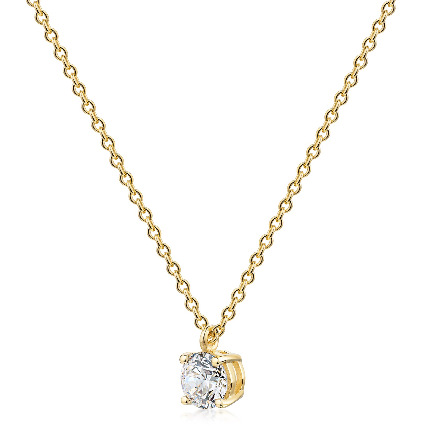 Fascination by Ellen K. Anhänger mit Kette Gelbgold 375 Zirkonia rund Ankerkette 42-45cm