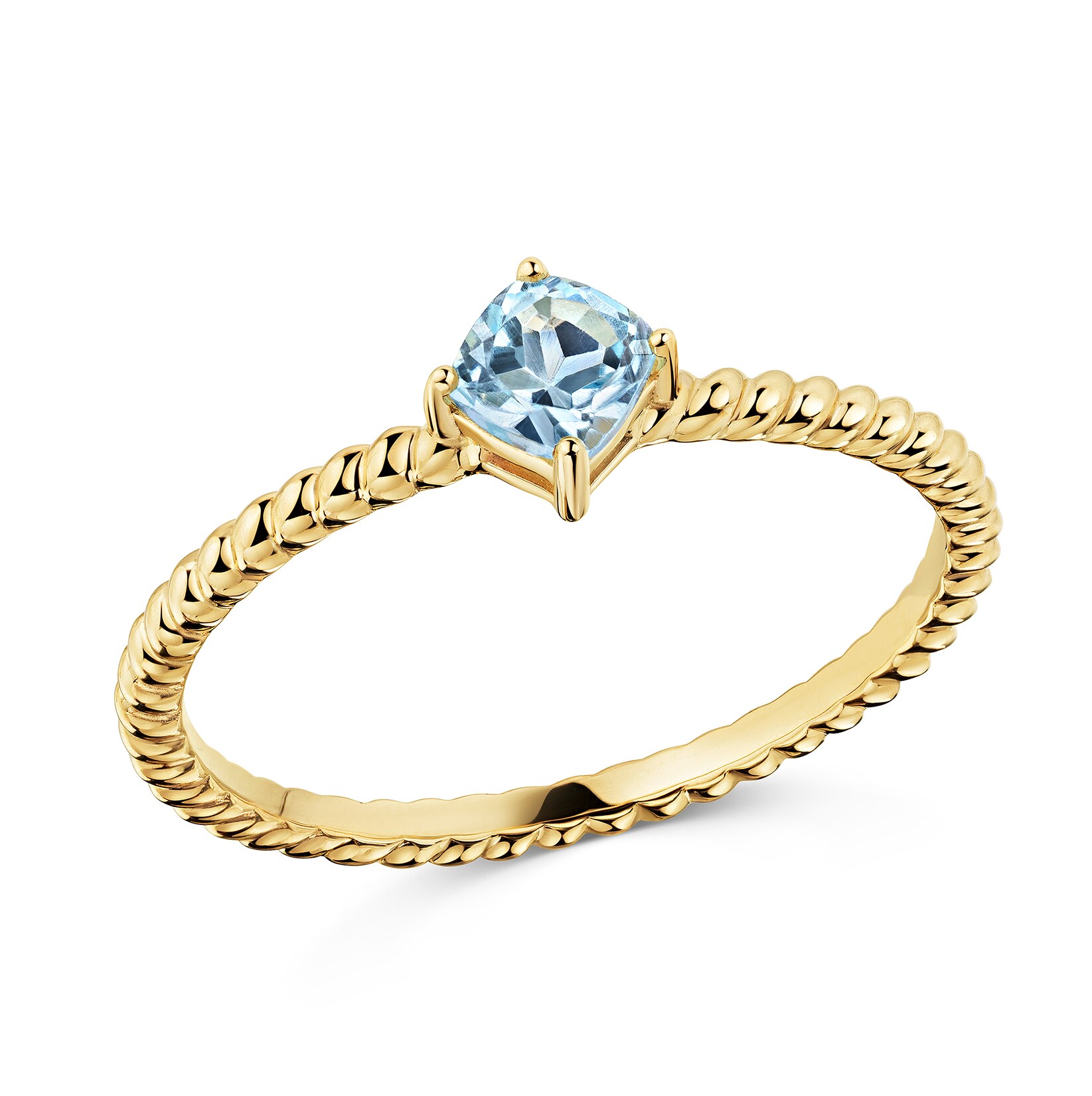 Fascination by Ellen K. Ring Gelbgold 375 mit Sky-Blue-Topas Kissenschliff