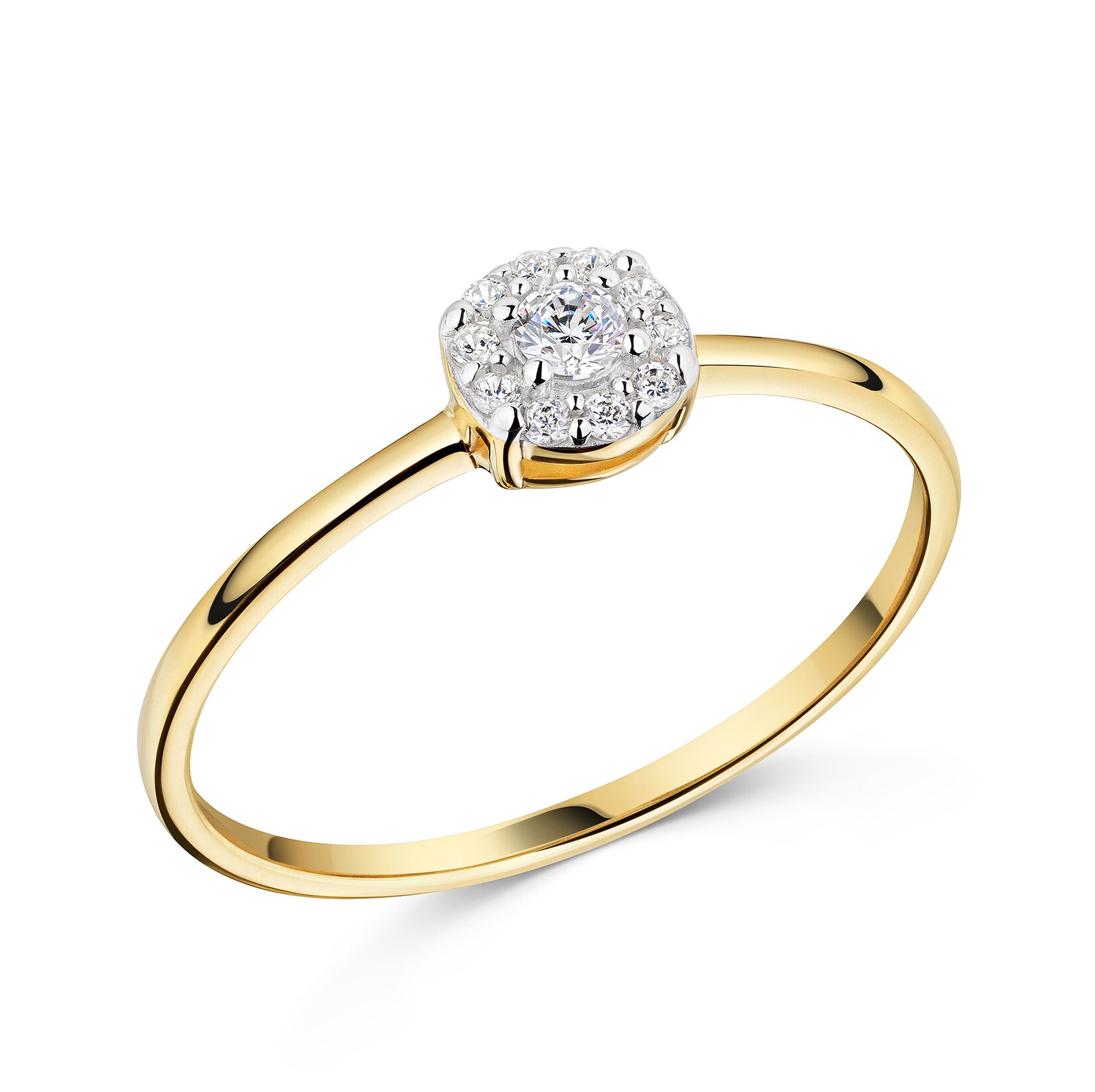 Fascination by Ellen K. Ring Gelbgold 375 mit Zirkonia in Halo Pavé Design rund