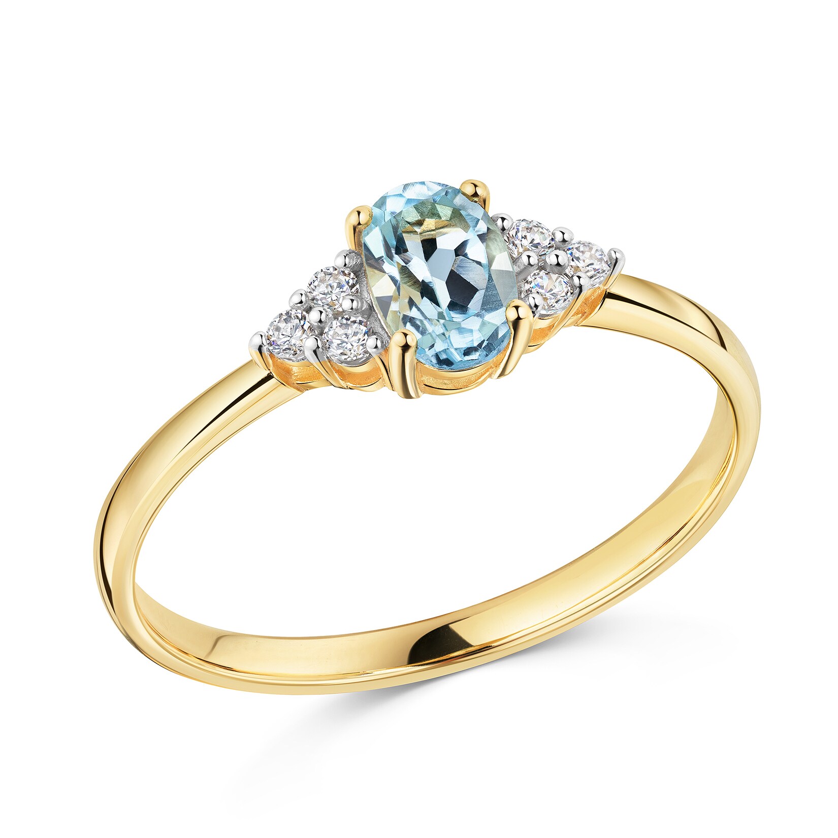 Fascination by Ellen K. Ring Gelbgold 375 mit Sky-Blue-Topas und 7 Zirkonia