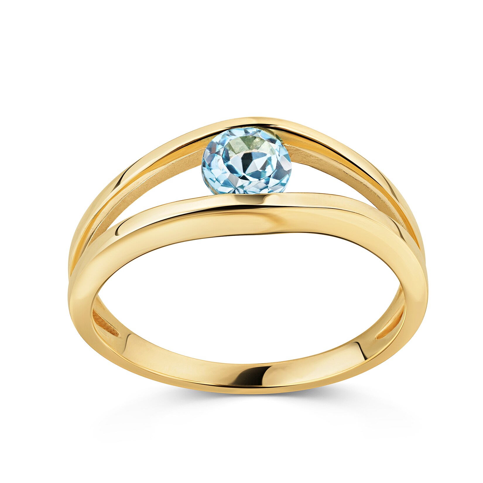 Fascination by Ellen K. Ring Gelbgold 375 Sky-Blue-Topas offen geschwungen rund