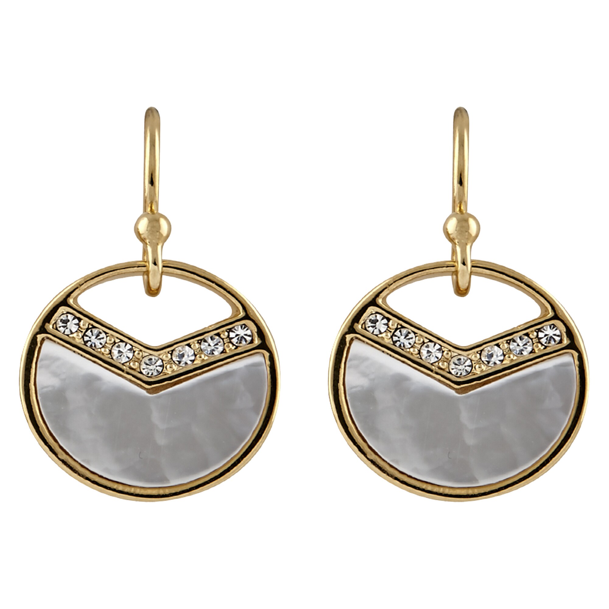 Buckley London Ohrh&auml;nger Messing vergoldet mit Kristallen und Perlmutt - Bild 1