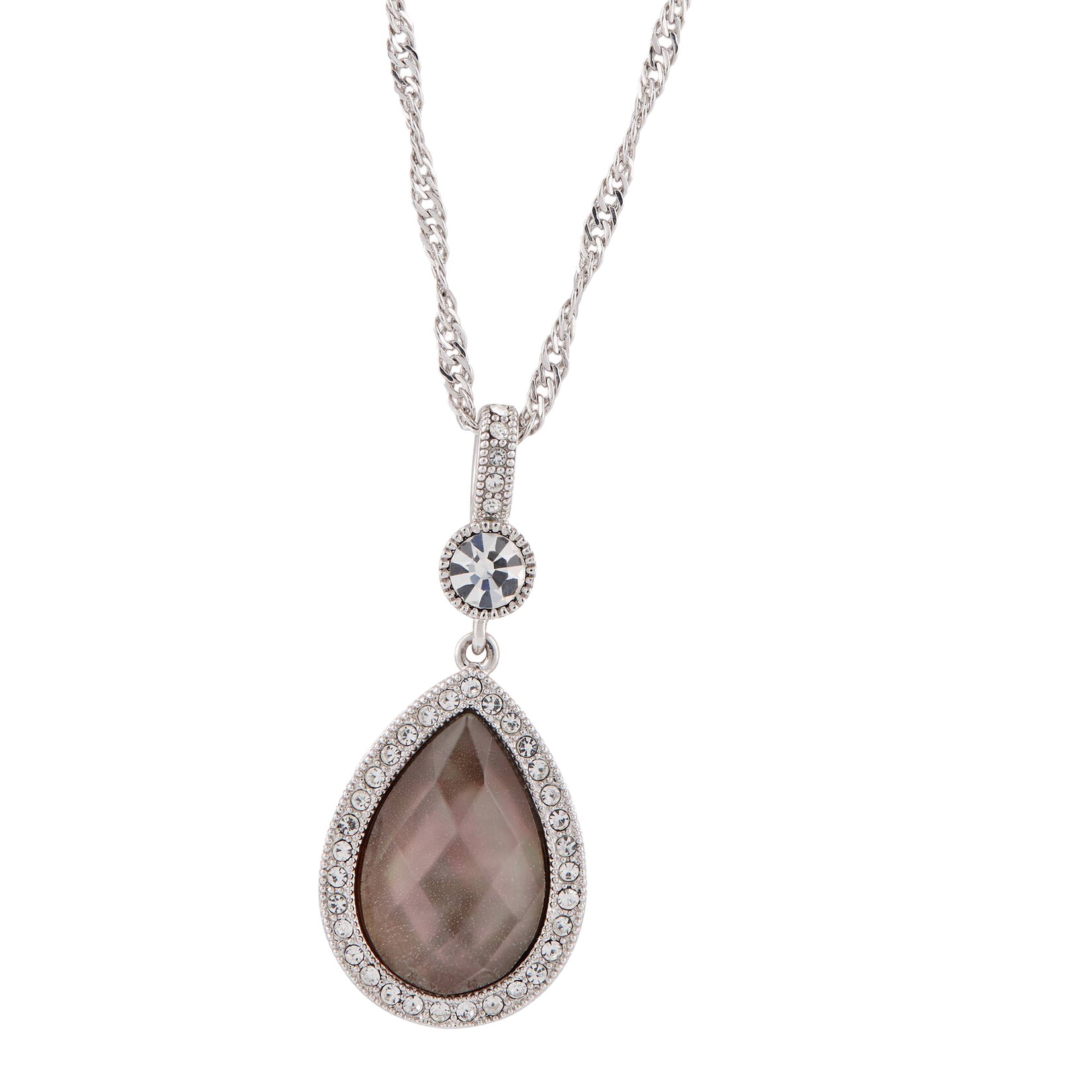 Buckley London Anhänger mit Kette rhodiniert mit Perlmutt und Kristallen | 04006046249928