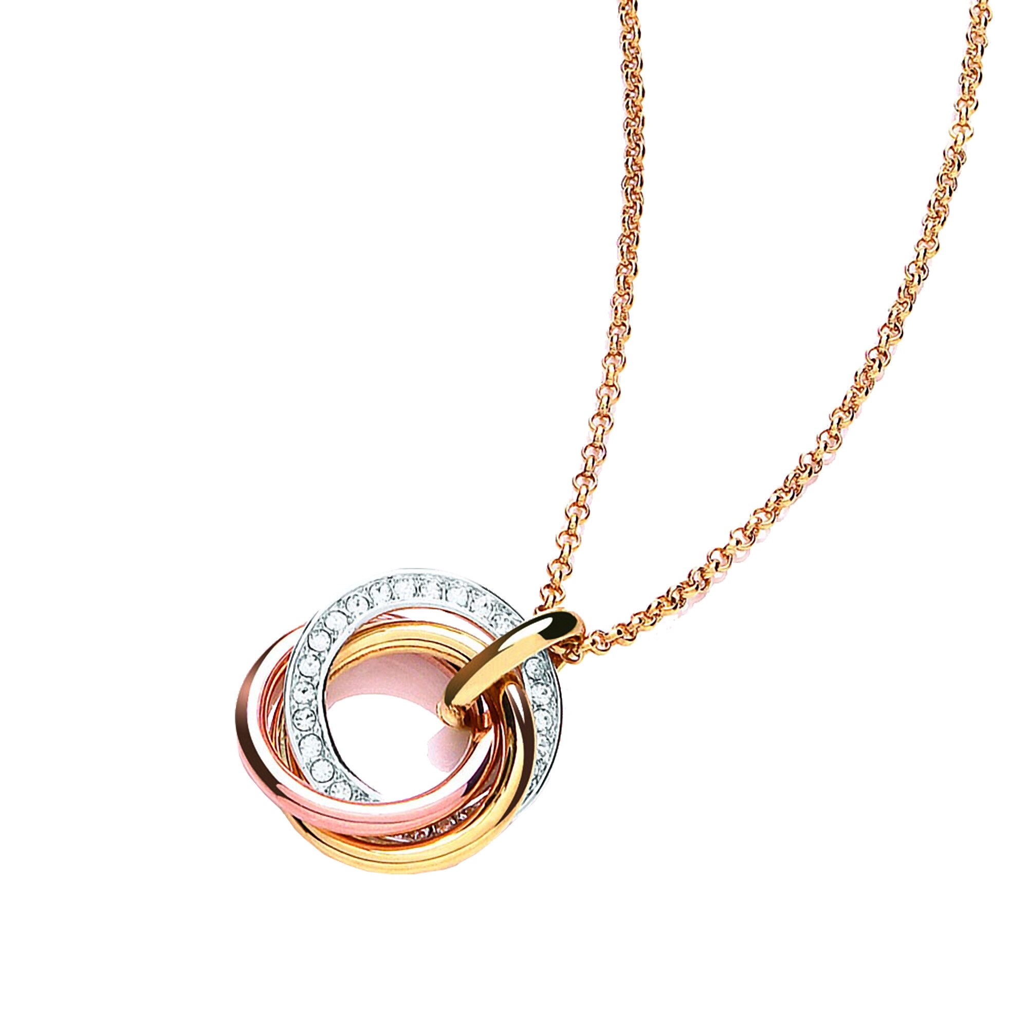 Buckley London Anh&auml;nger mit Kette Messing vergoldet dreifarbig mit Zirkonia - Bild 1