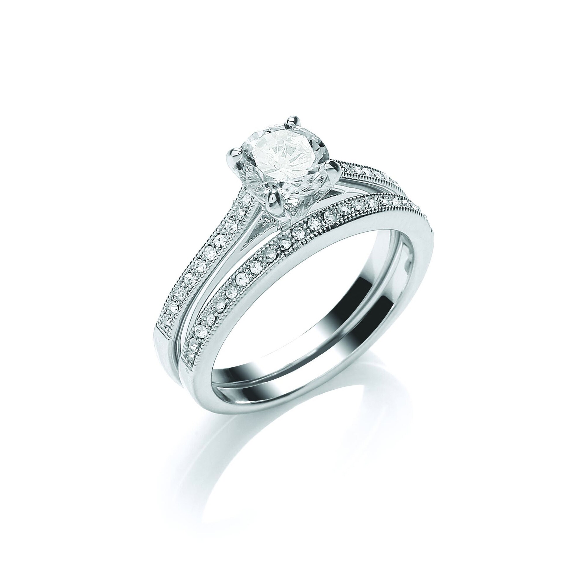 Buckley London Ring zweiteilig- rhodiniert mit Kristallen - Bild 1