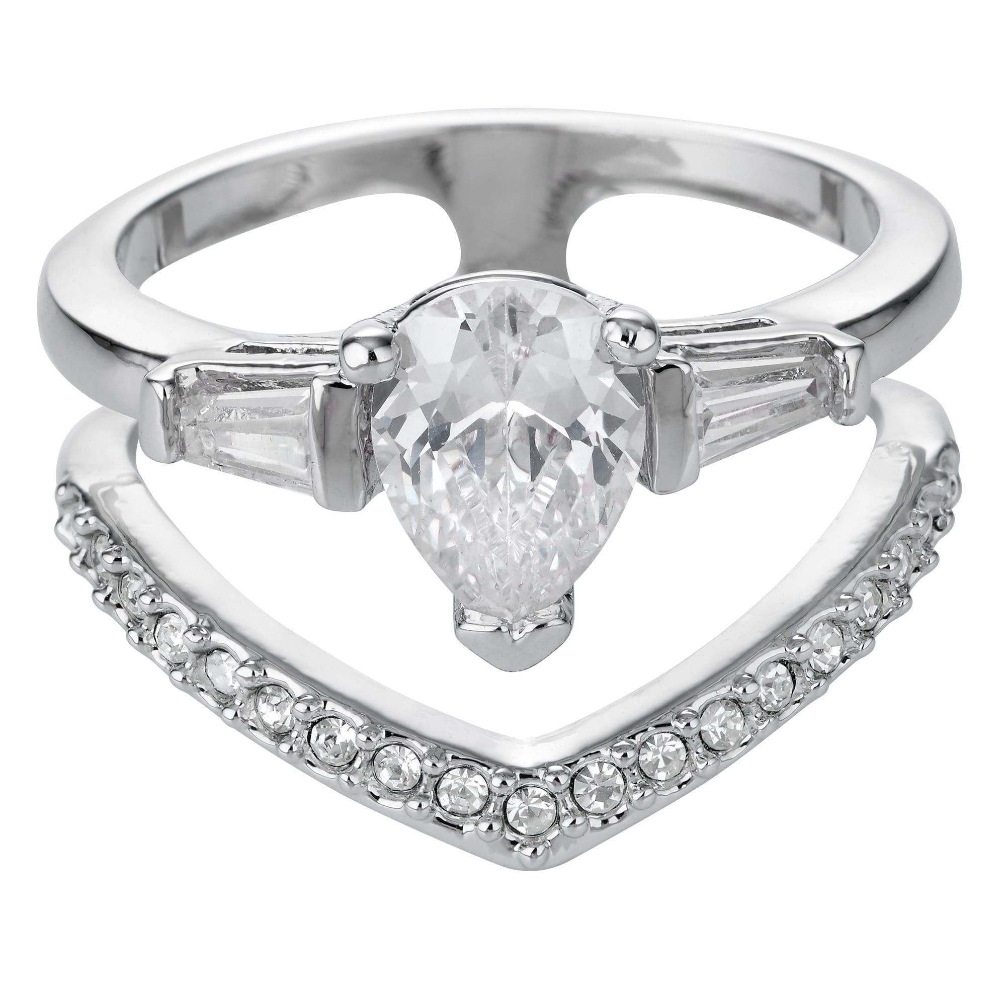 Buckley London Ring Messing rhodiniert Kristall - Bild 1