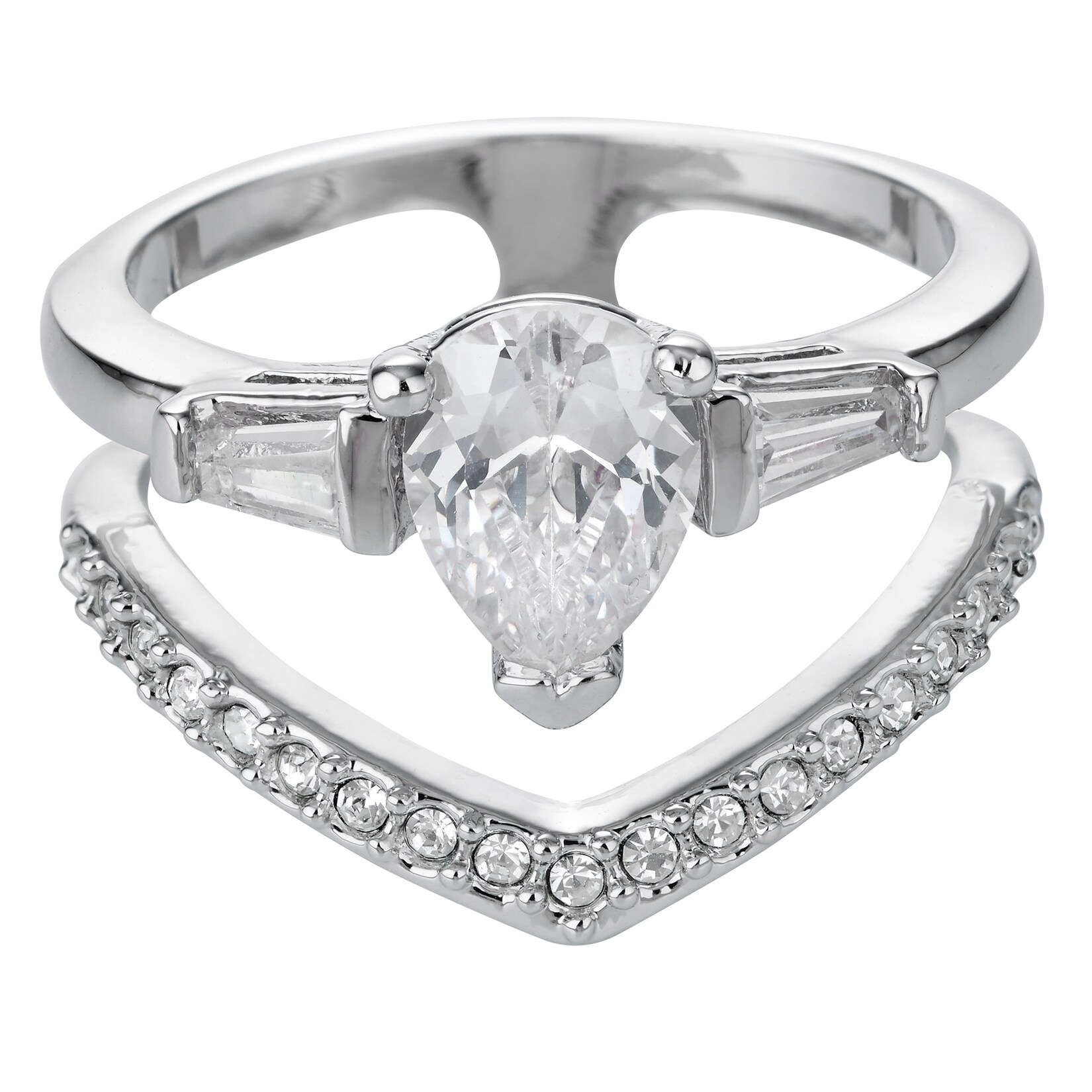 Buckley London Ring Messing rhodiniert Kristall | 04006046313247