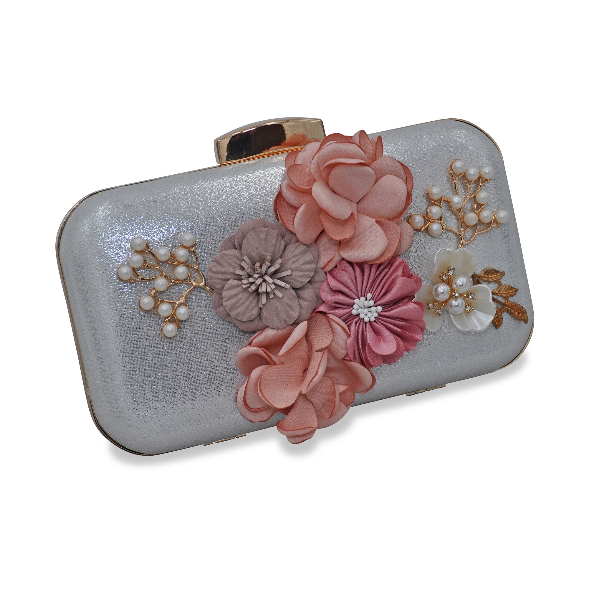 Steuer Modeschmuck Handtasche Perlen, Glassteine mit Blumenzierde - Bild 1